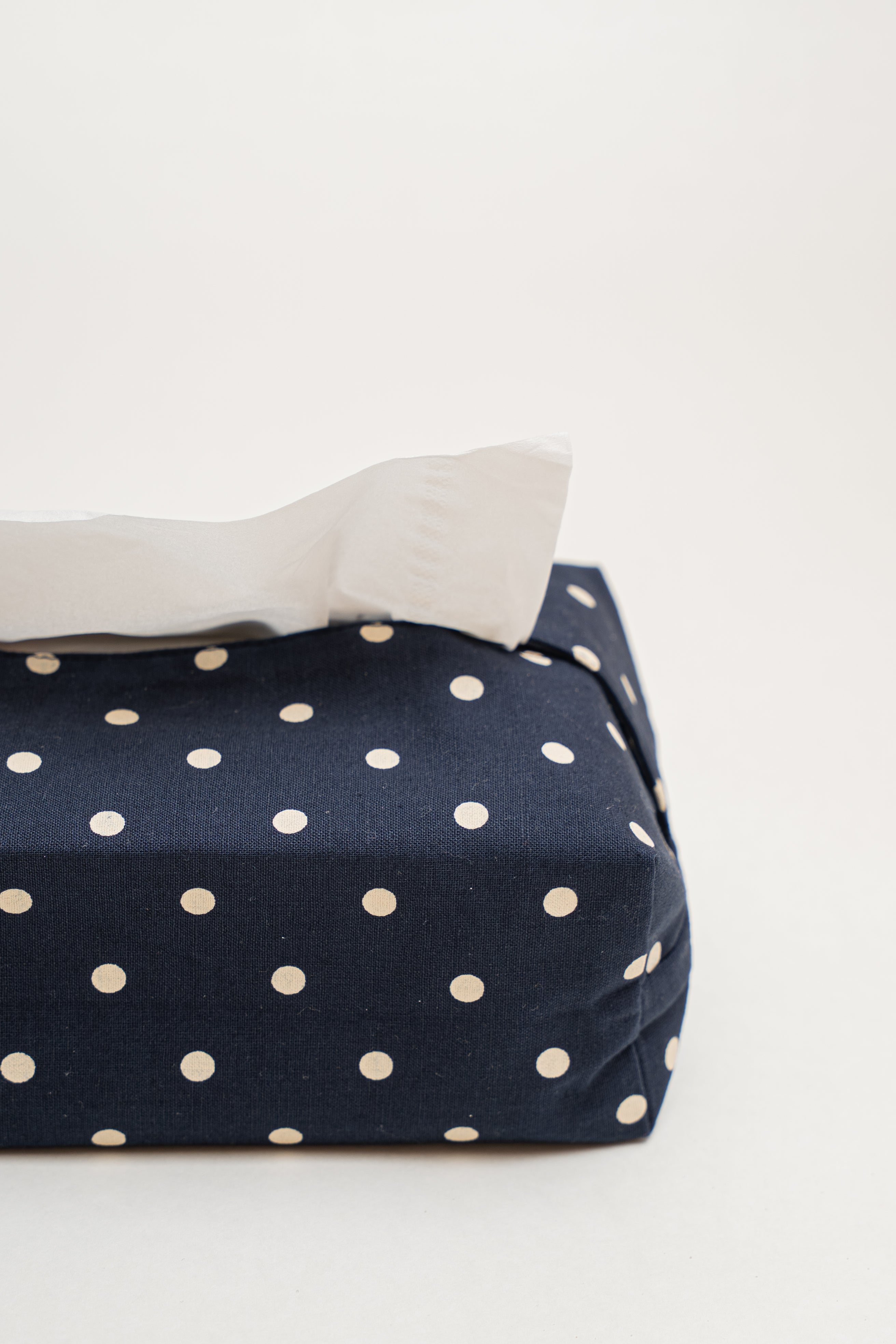Tissue Holder in Polka Dot Navy