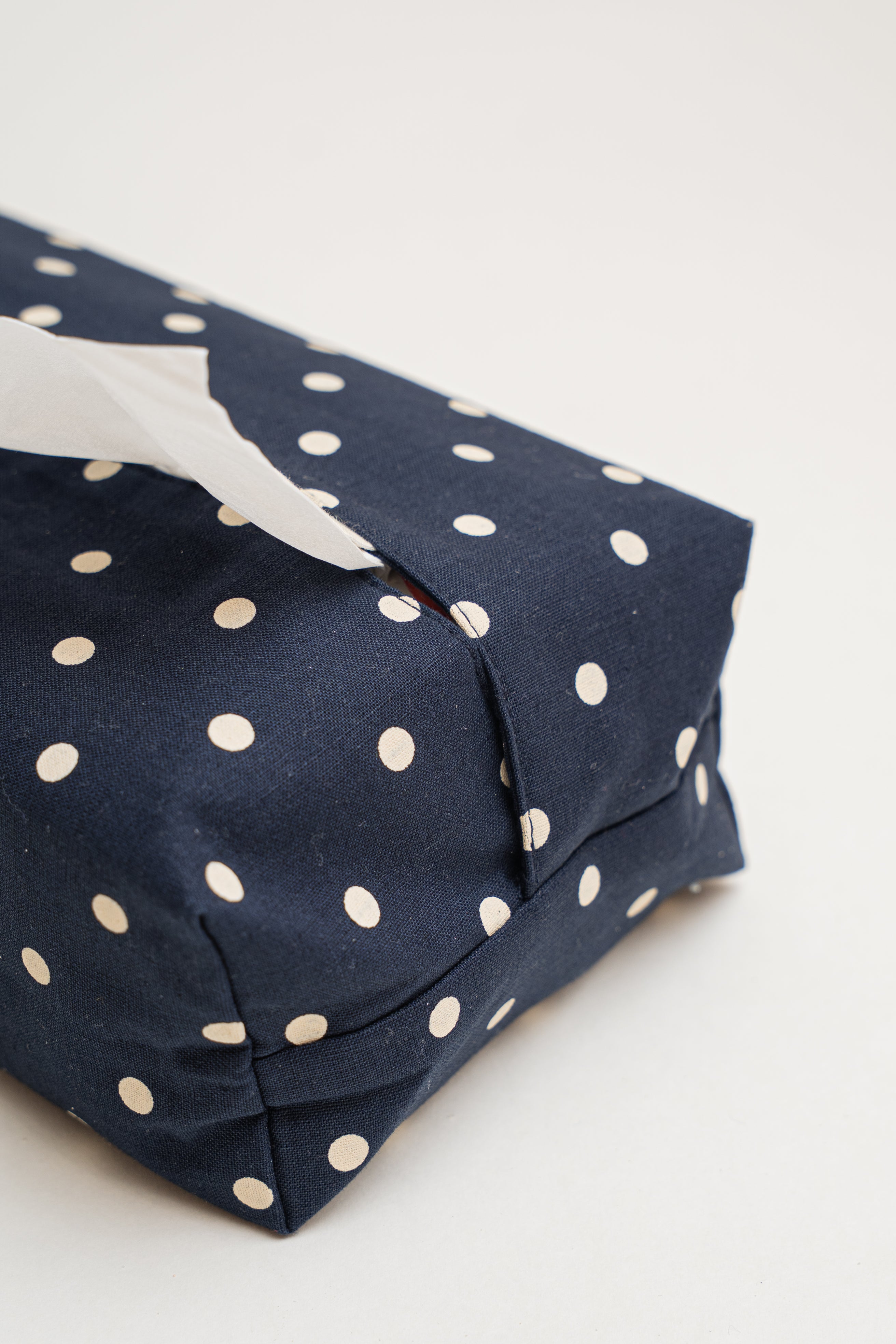 Tissue Holder in Polka Dot Navy