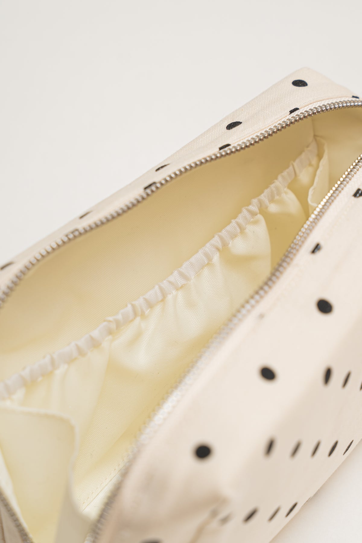 Pouch With Carrying Strap in Polka Dot Ivory