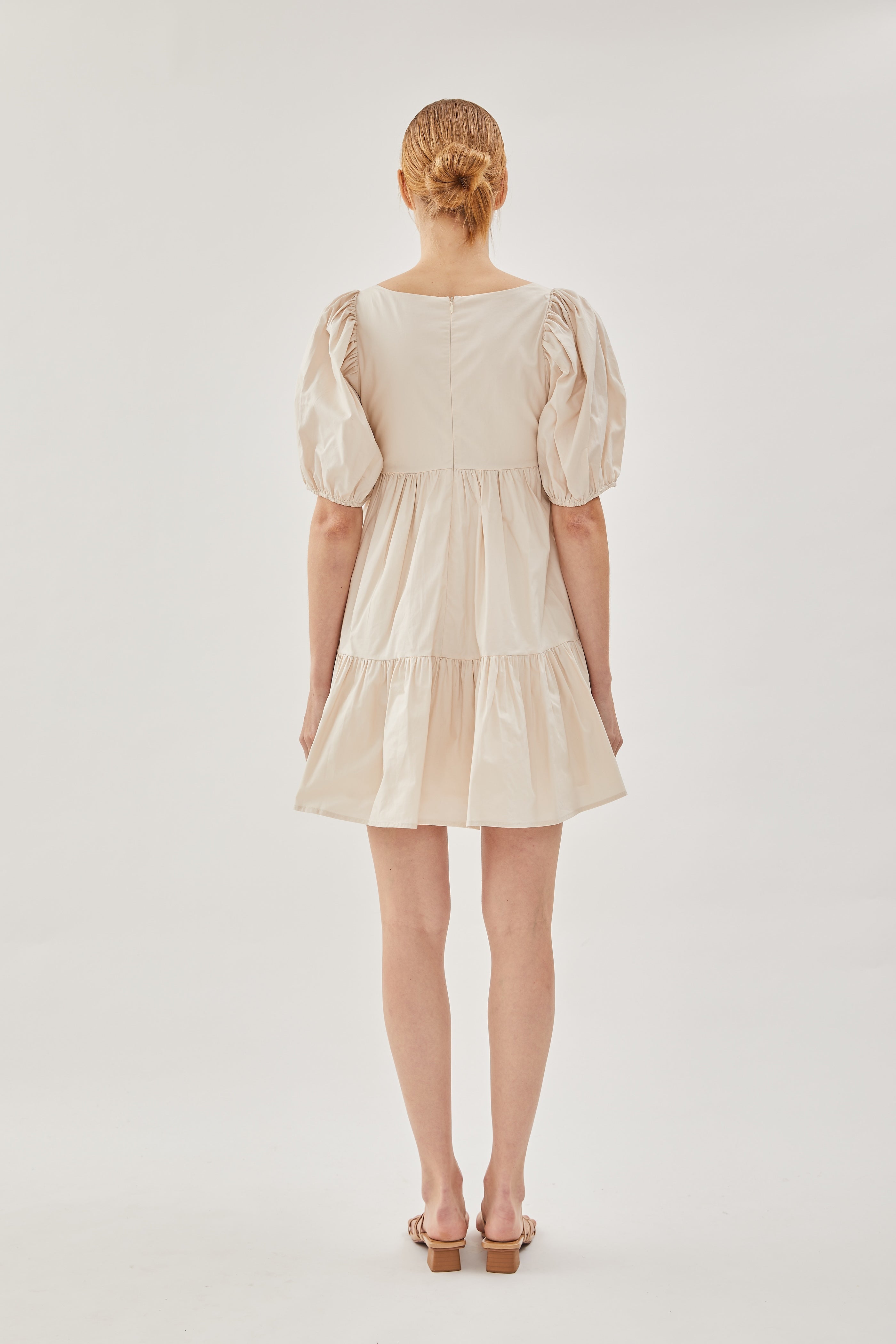 Square Neck Mini Dress in Ecru