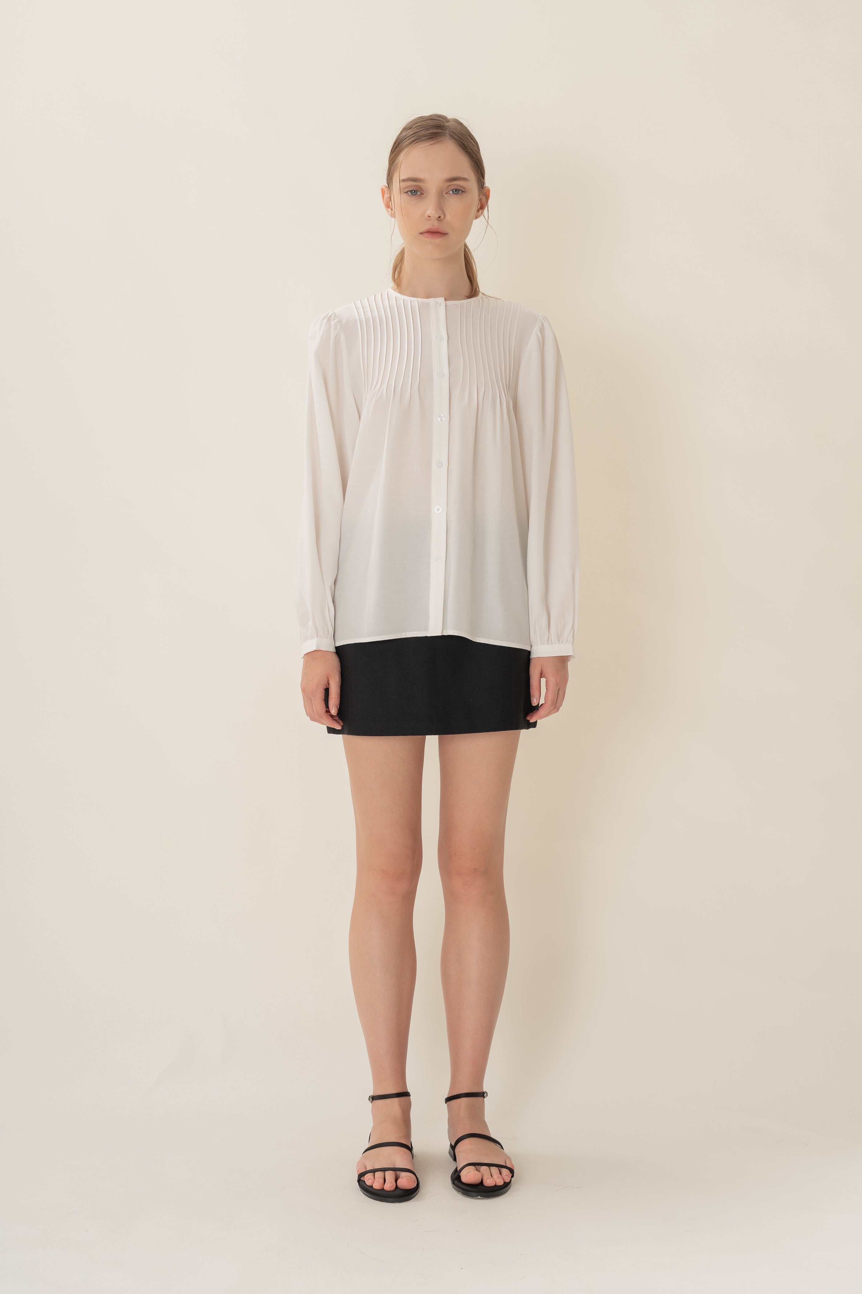Pintuck Blouse in White