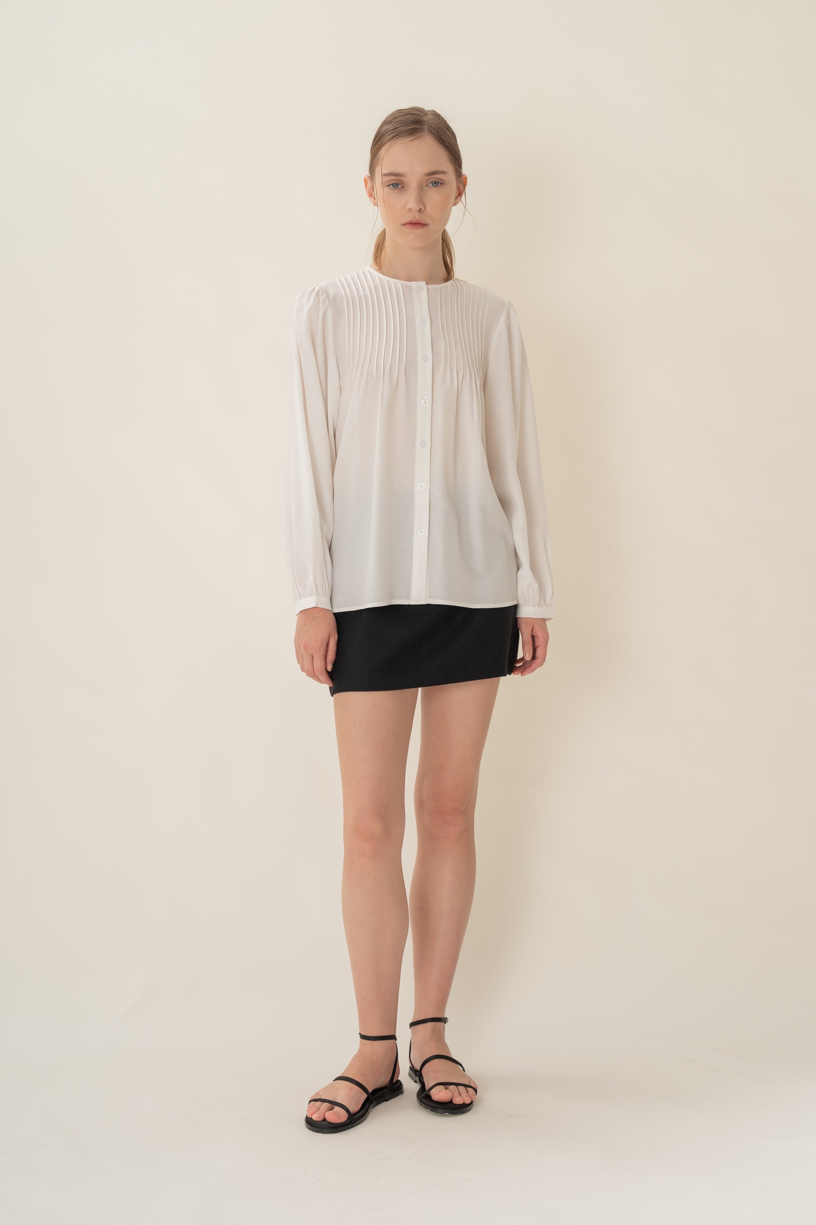 Pintuck Blouse in White