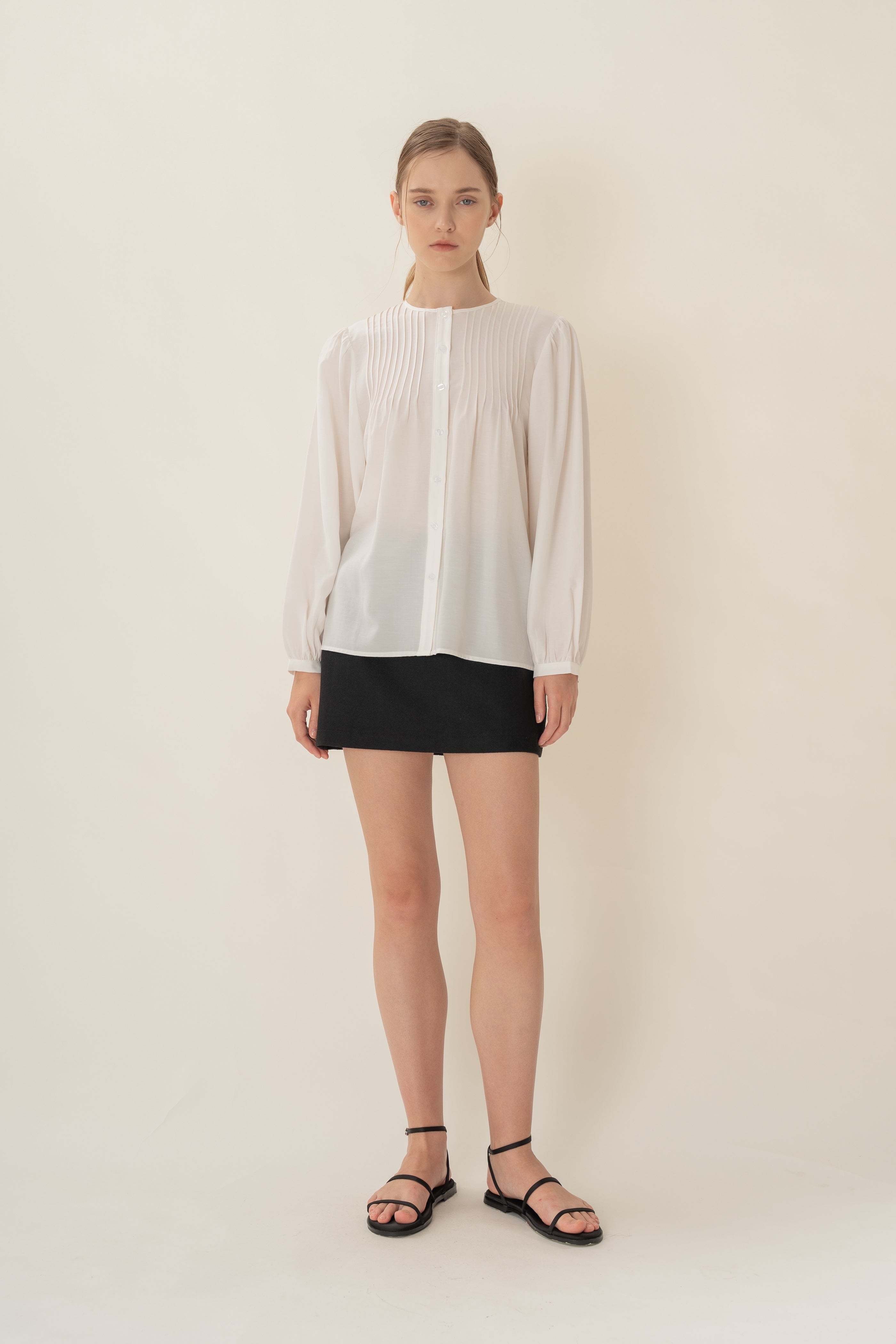 Pintuck Blouse in White