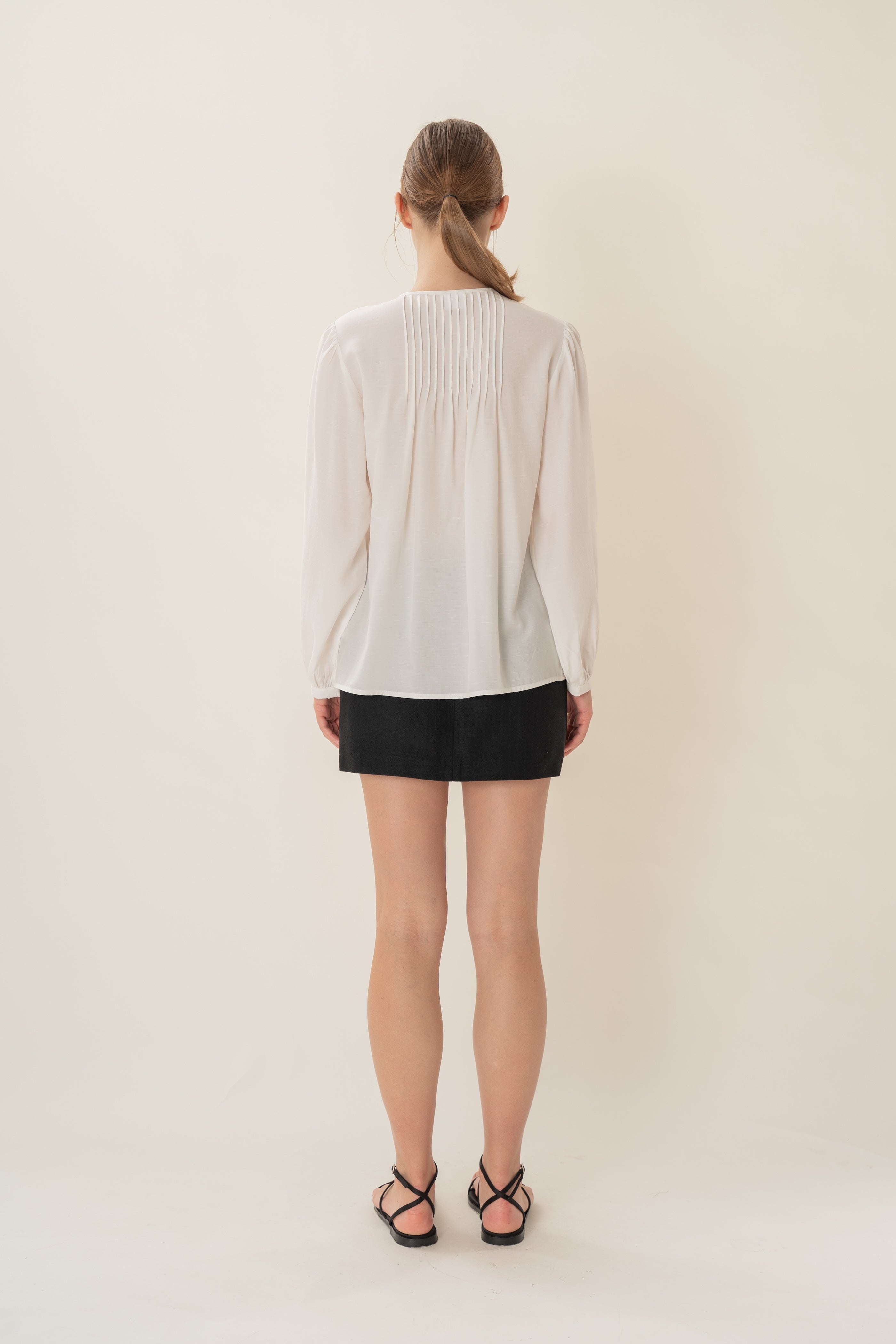 Pintuck Blouse in White