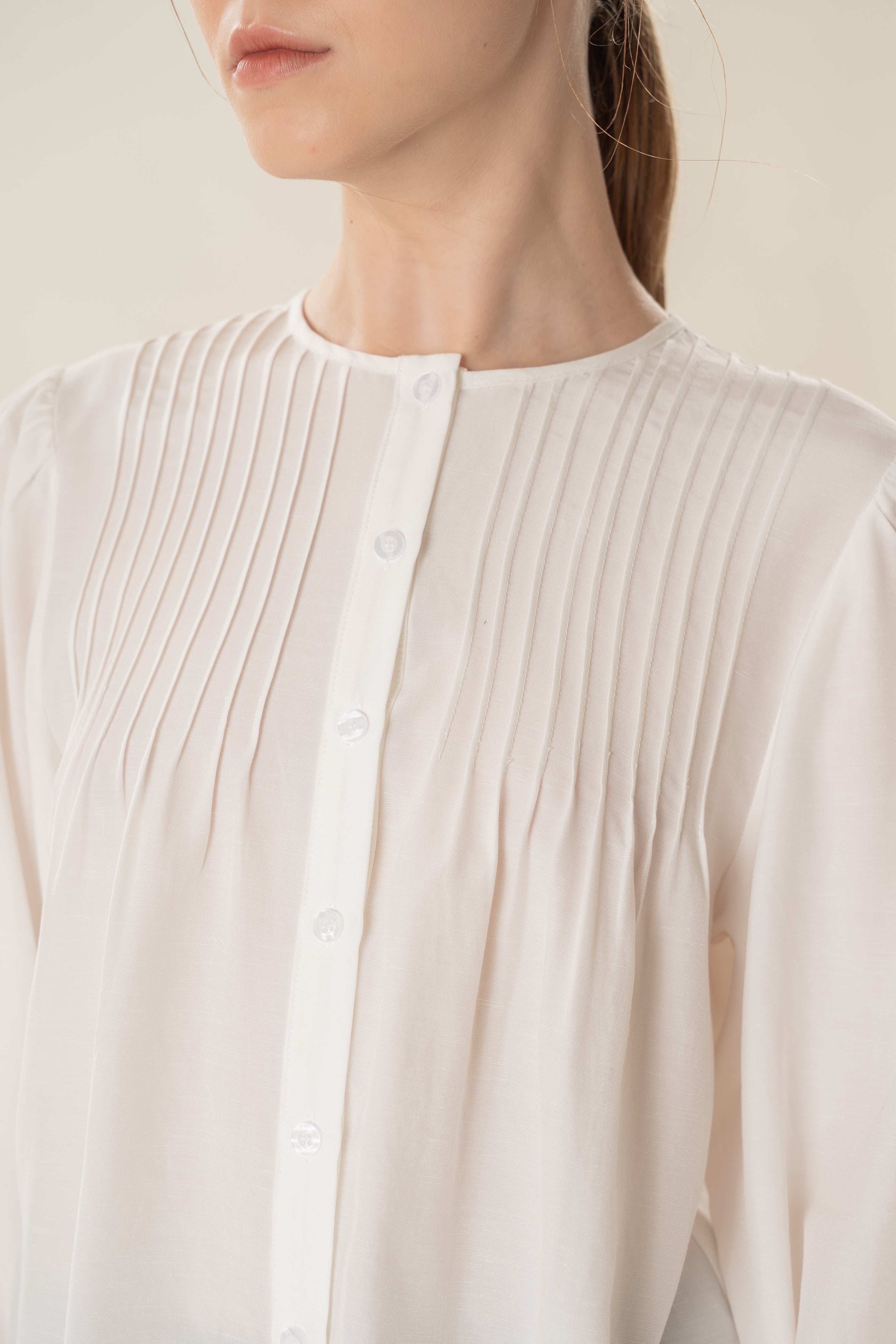 Pintuck Blouse in White