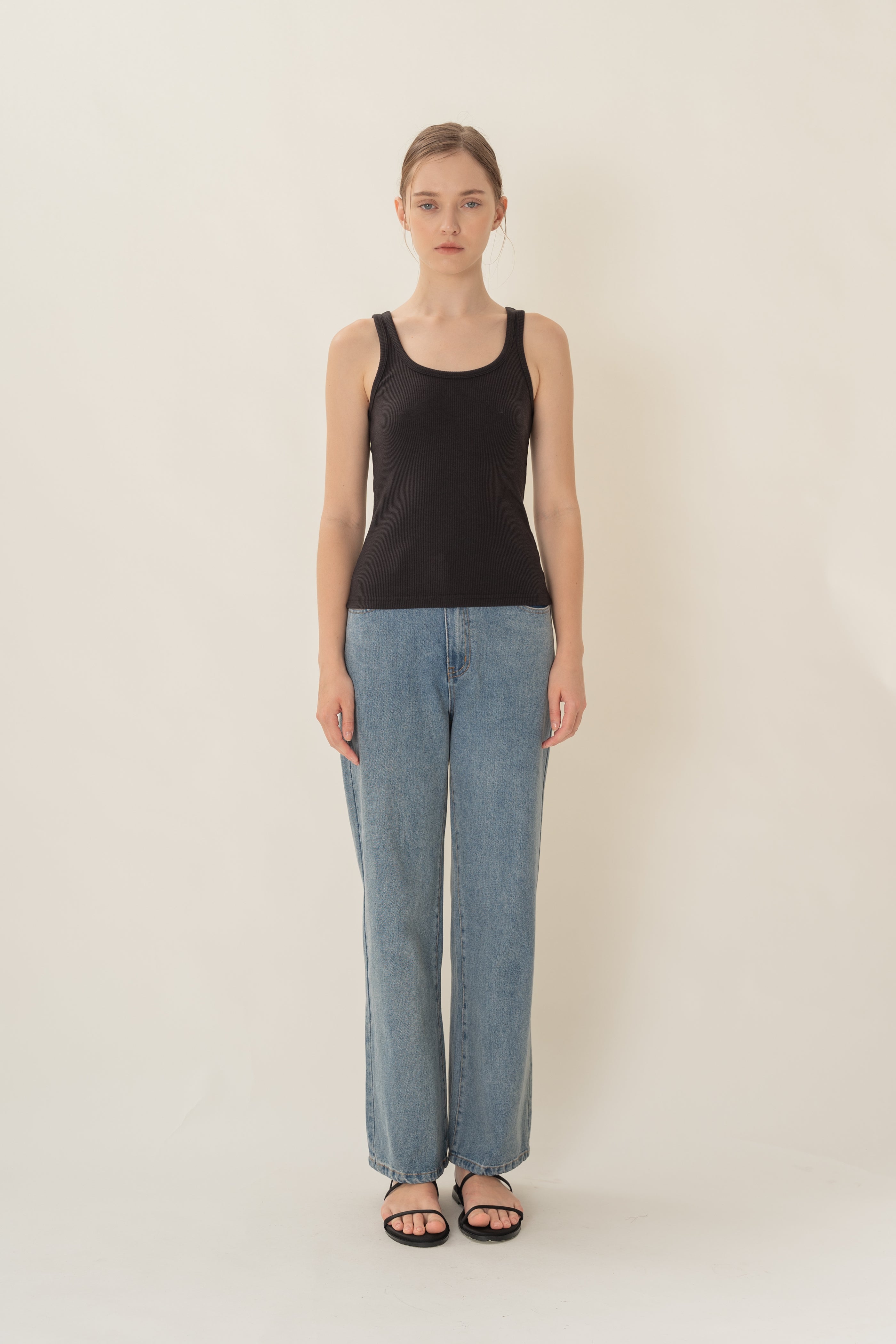 Scoop Neck Tank Top in Black