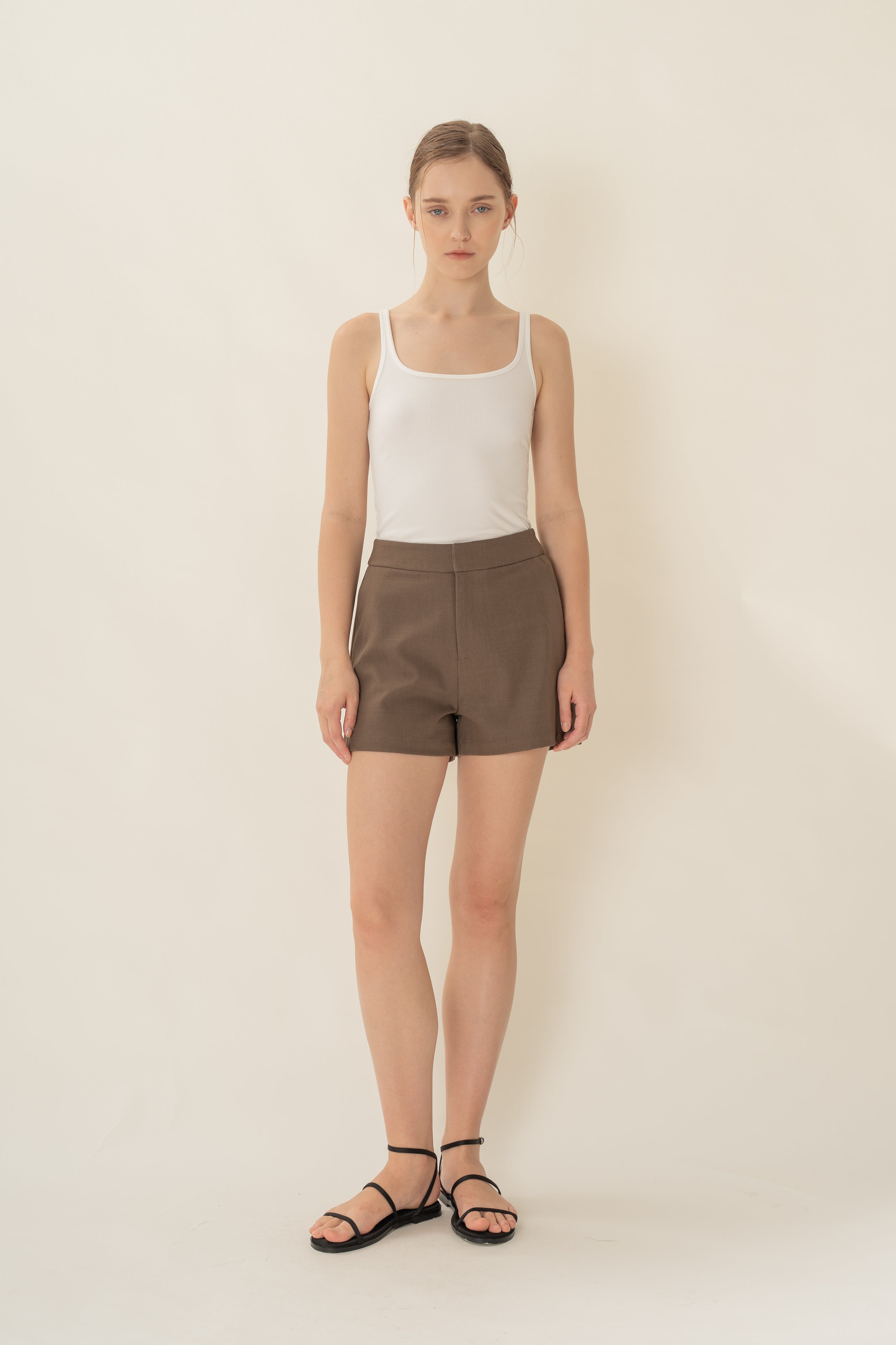 Suiting Shorts in Heather Brown