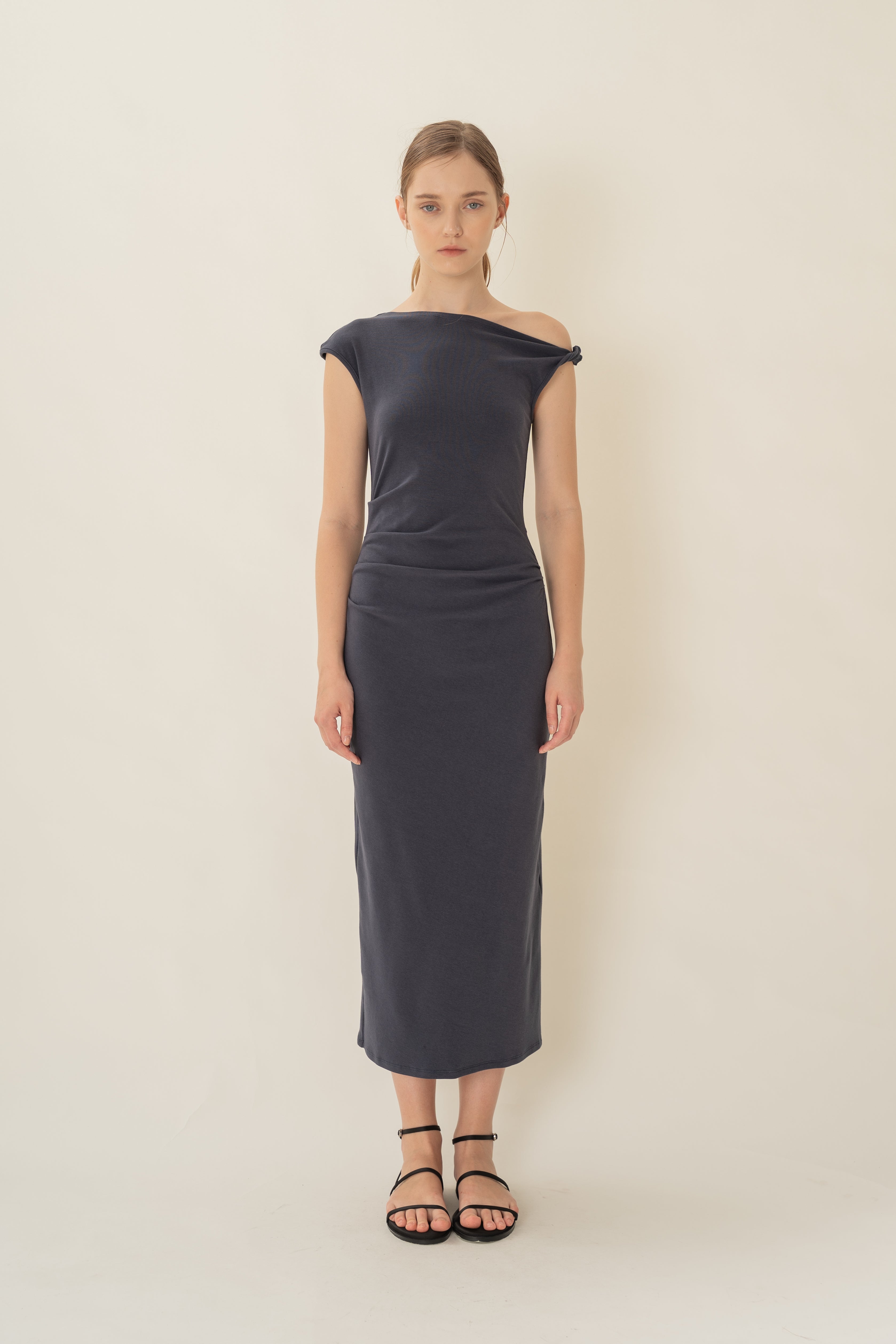 Draped Stretch Maxi in Midnight