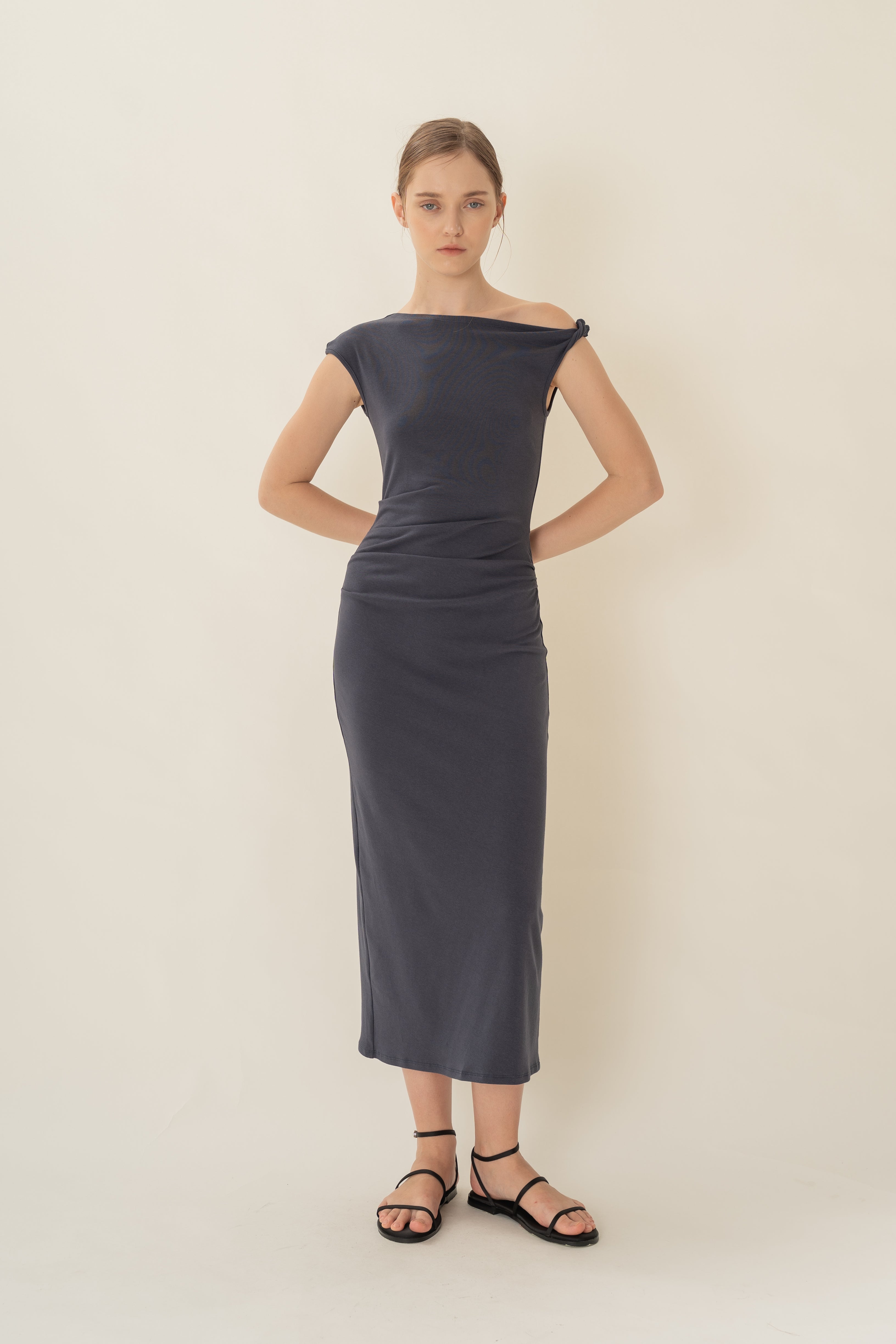 Draped Stretch Maxi in Midnight