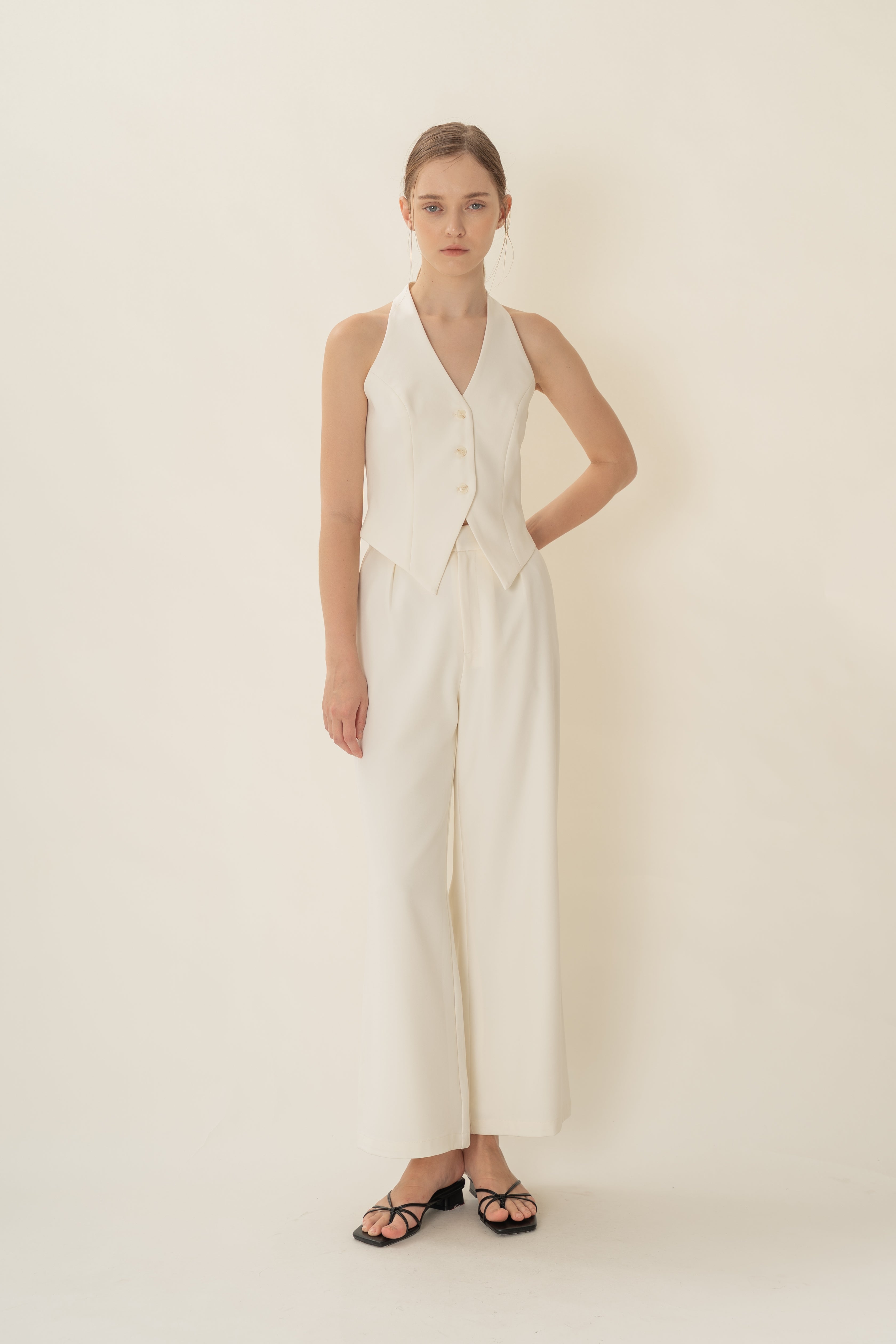 Halter Suiting Waistcoat in Ivory