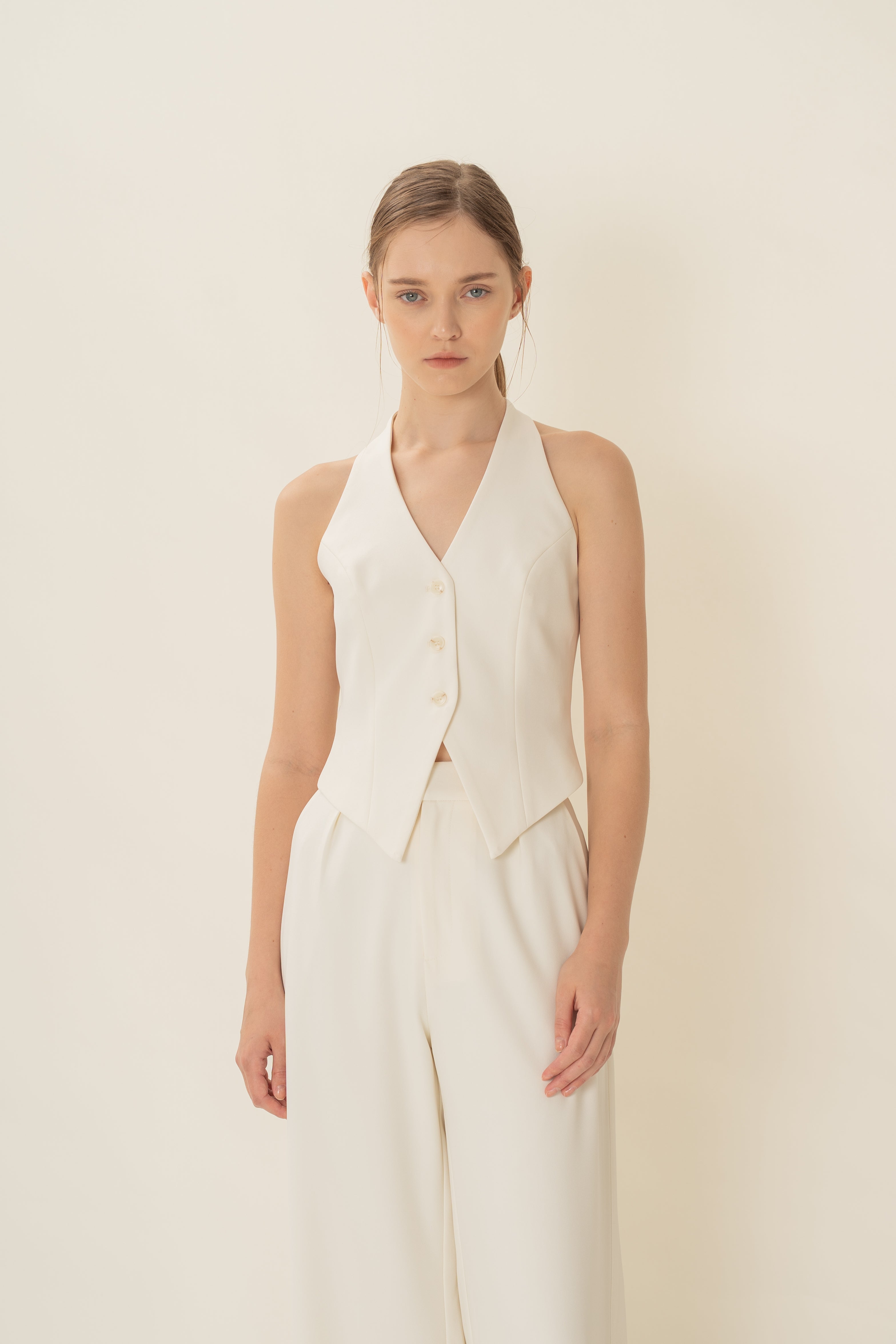 Halter Suiting Waistcoat in Ivory
