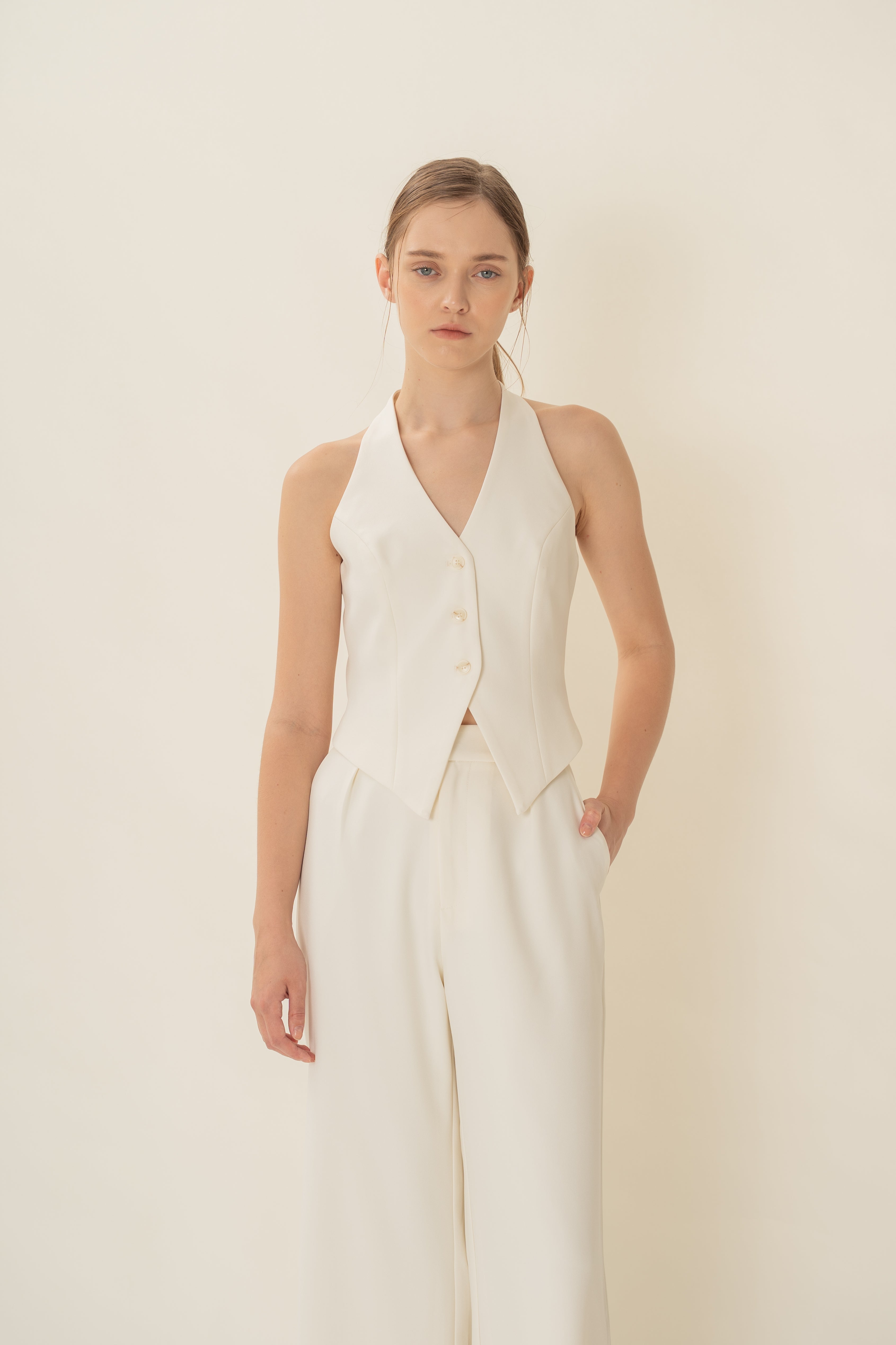Halter Suiting Waistcoat in Ivory