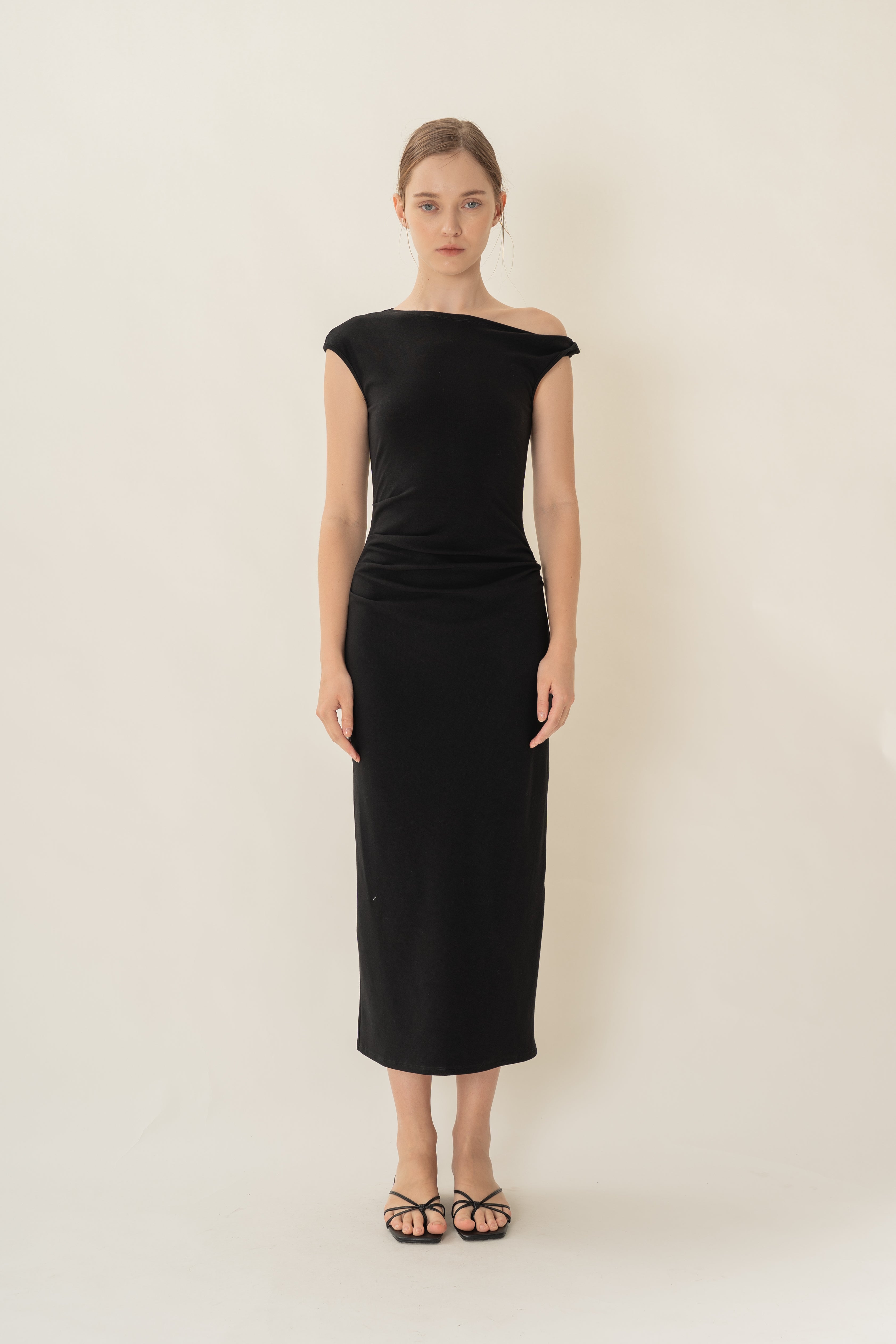 Draped Stretch Maxi in Black