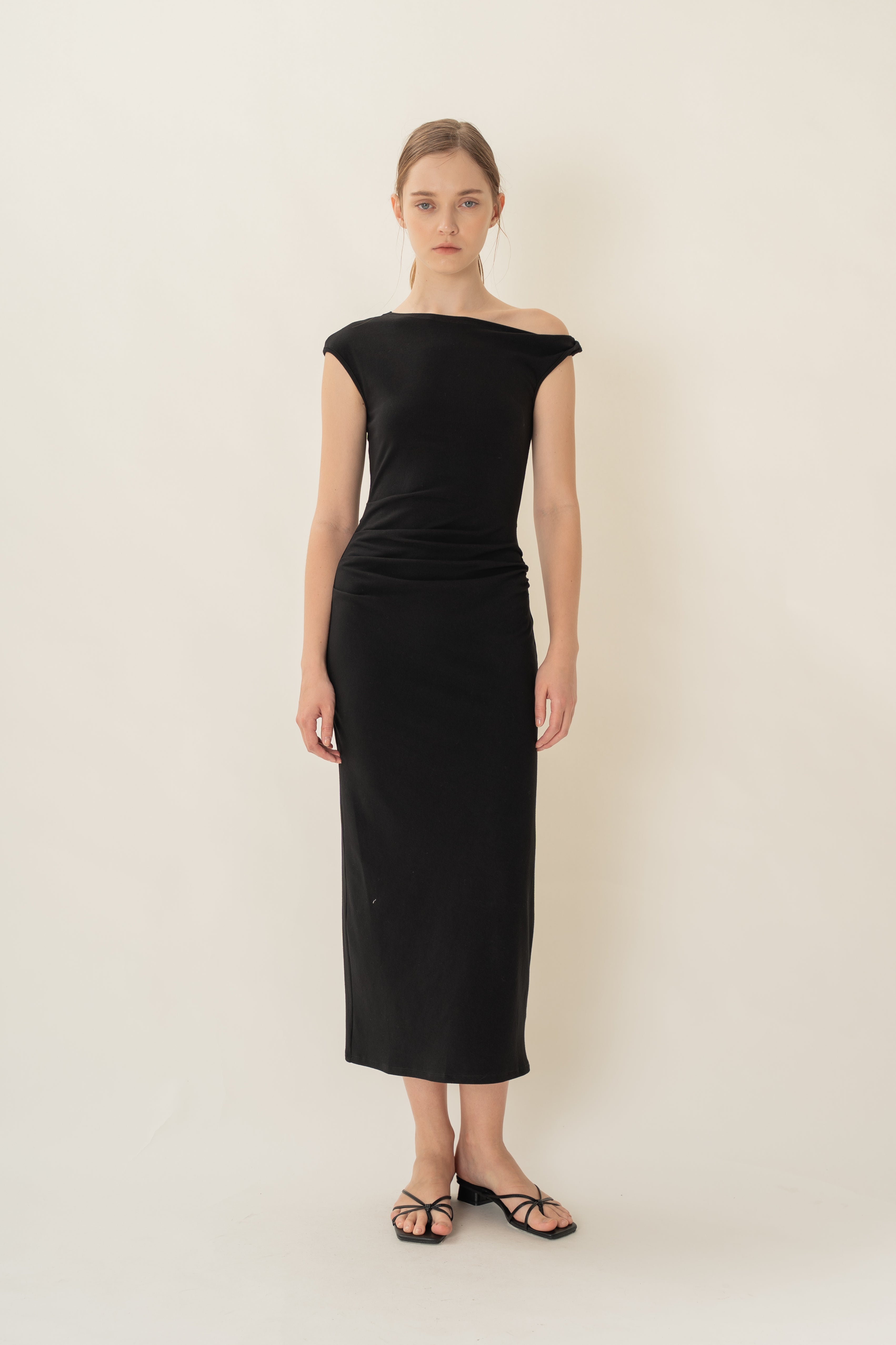 Draped Stretch Maxi in Black