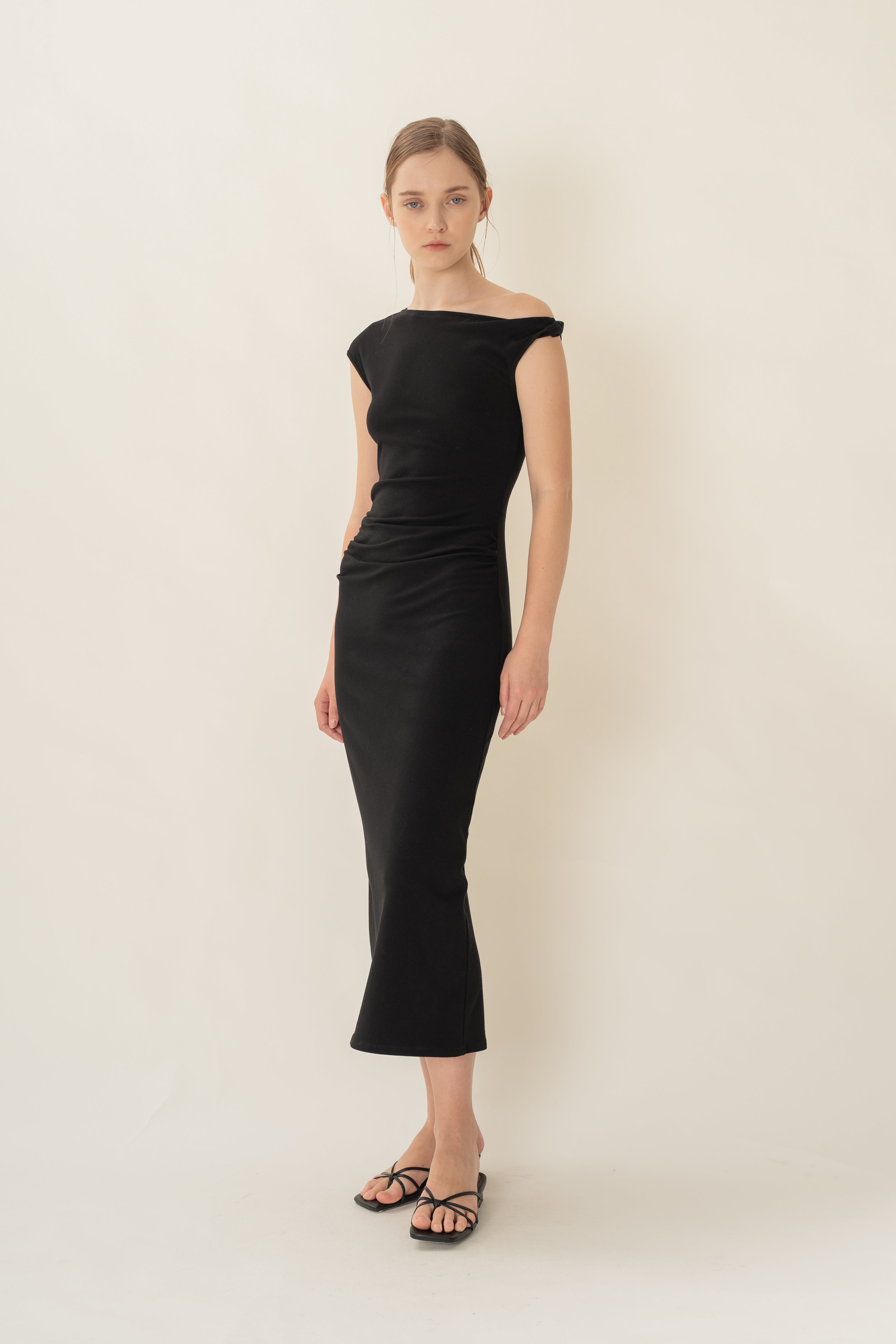 Draped Stretch Maxi in Black