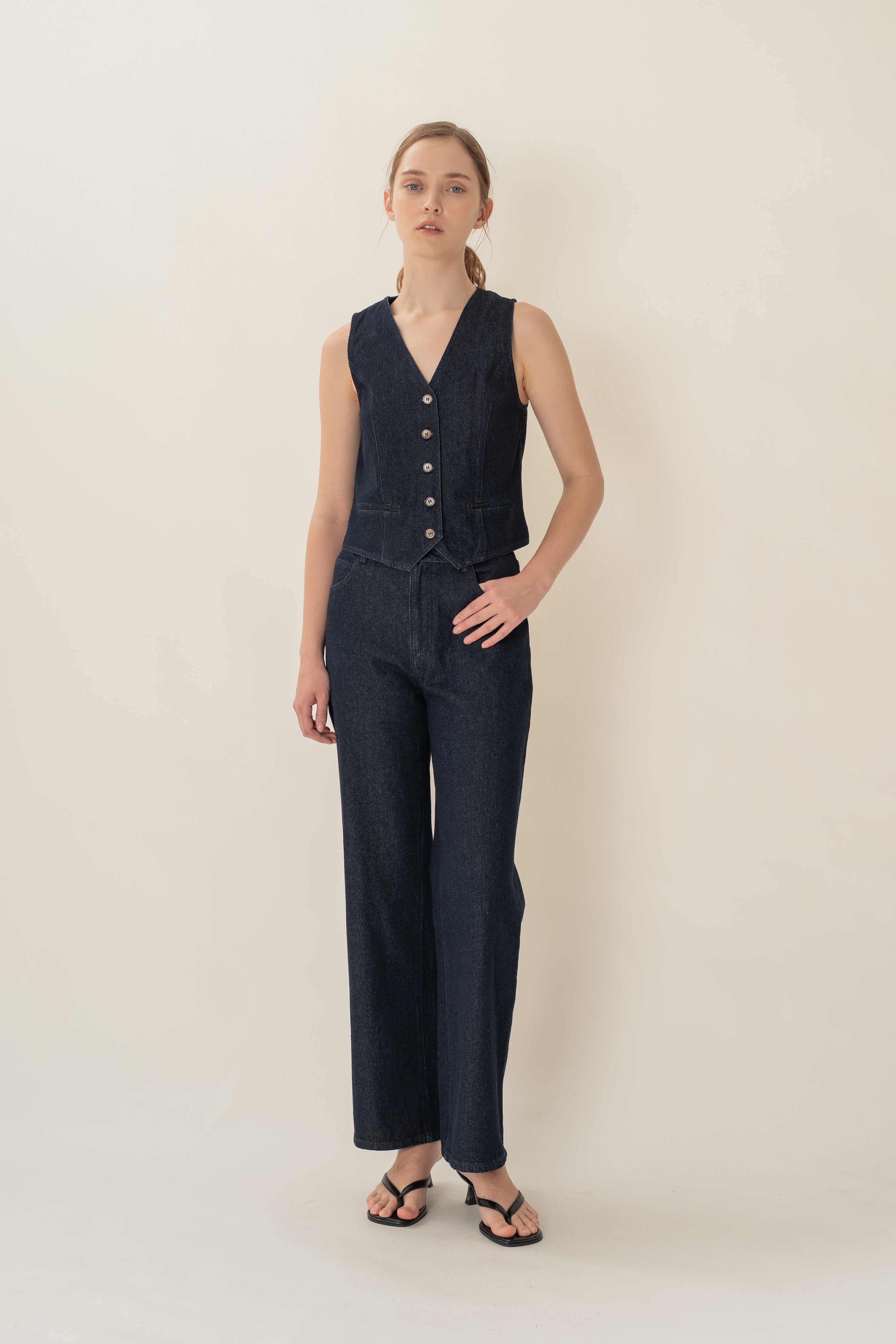Denim Waistcoat in Dark Wash
