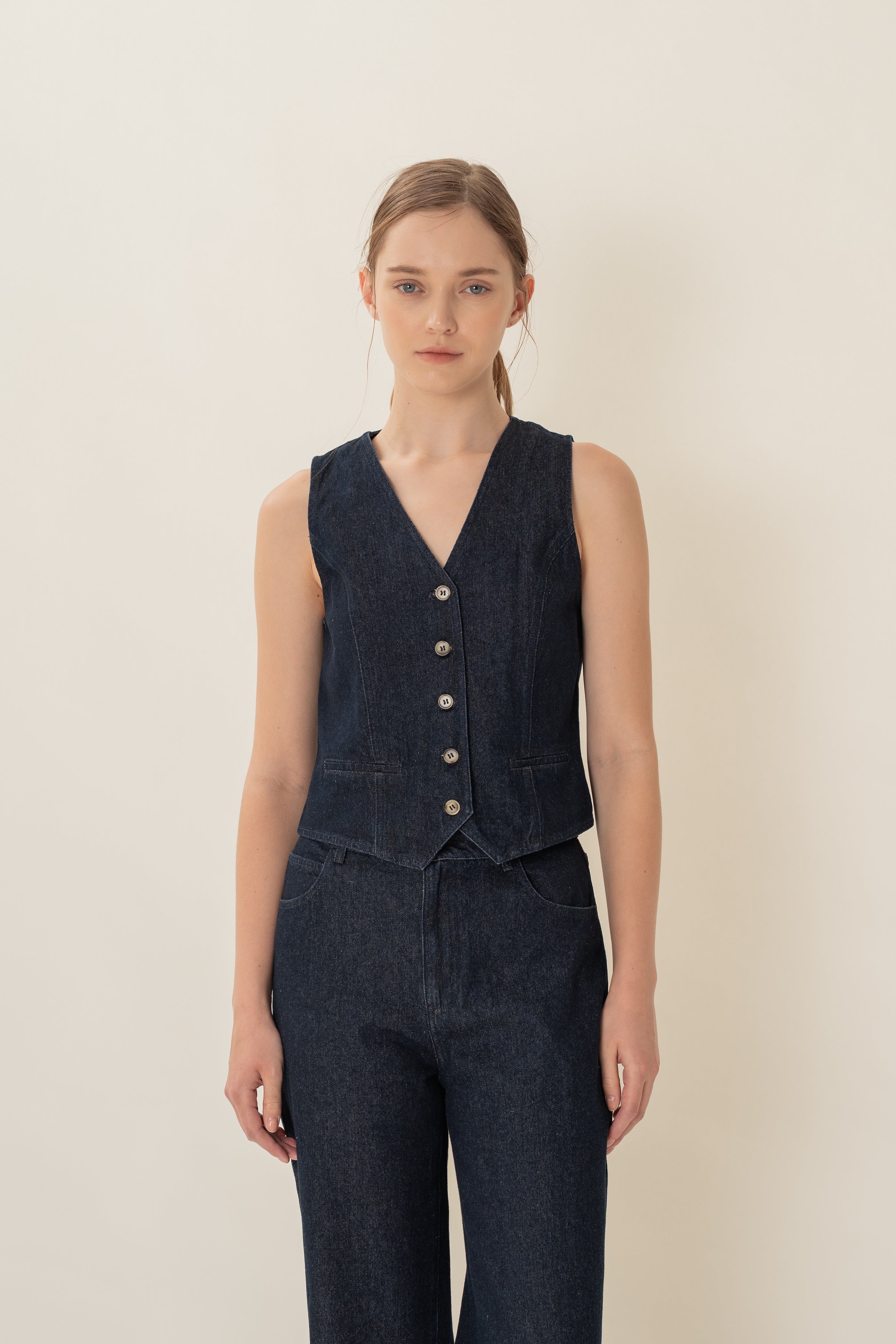 Denim Waistcoat in Dark Wash
