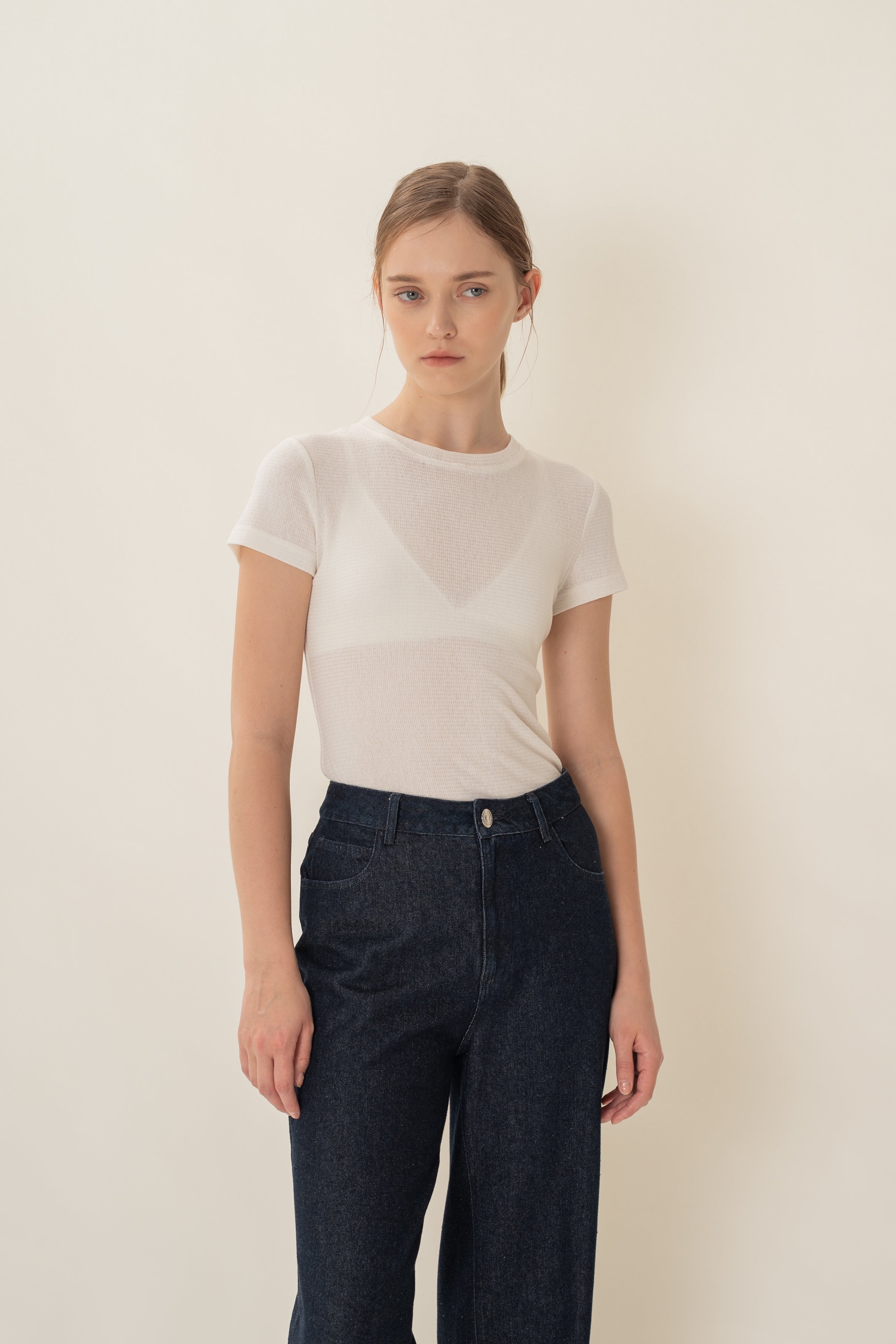 Textured Tee in White