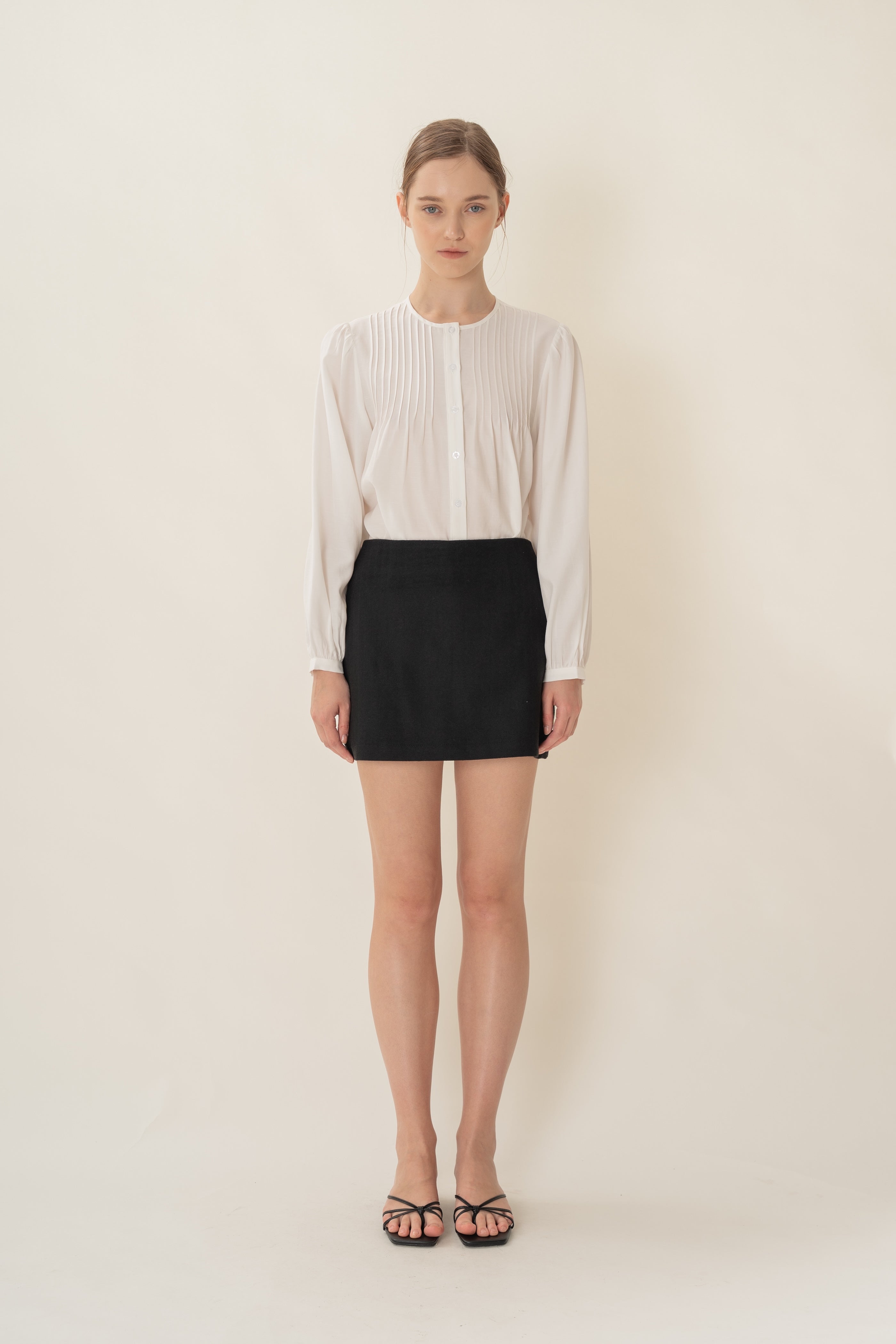 Pintuck Blouse in White