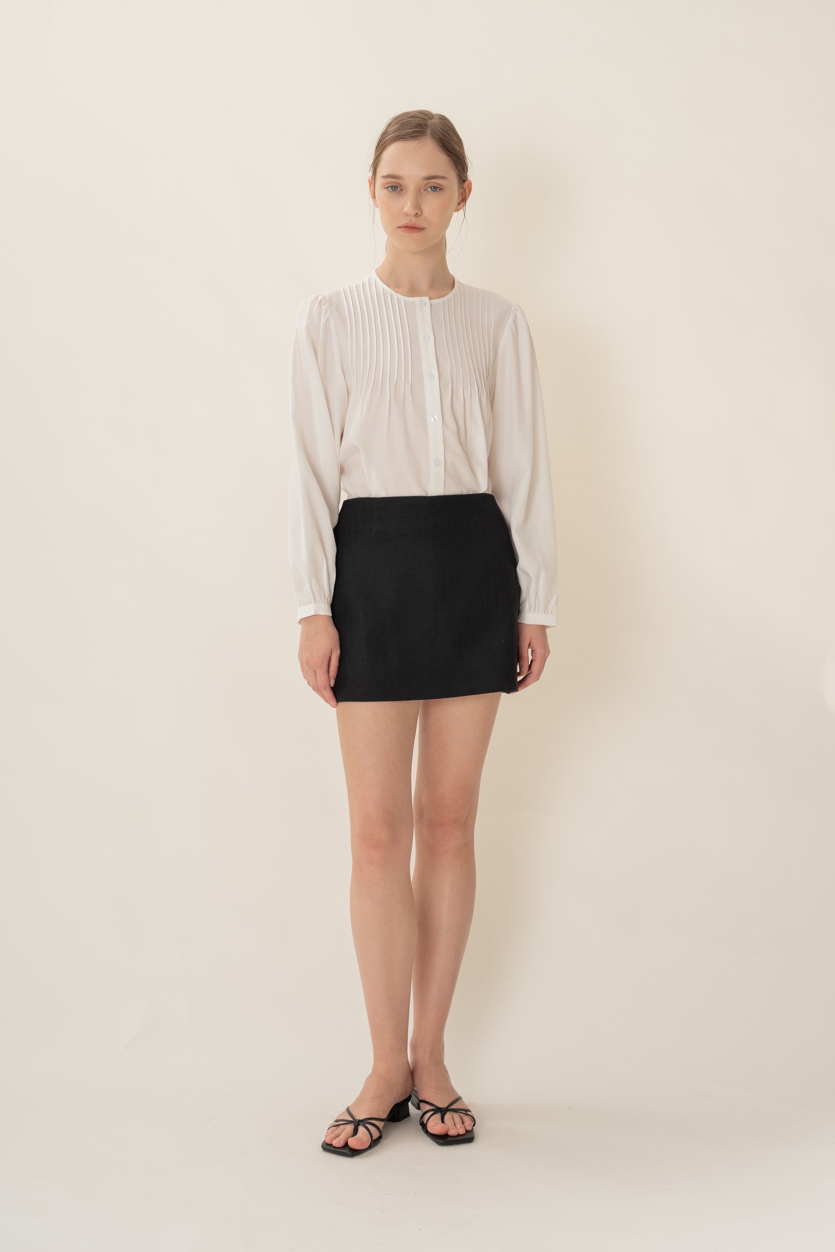 Pintuck Blouse in White