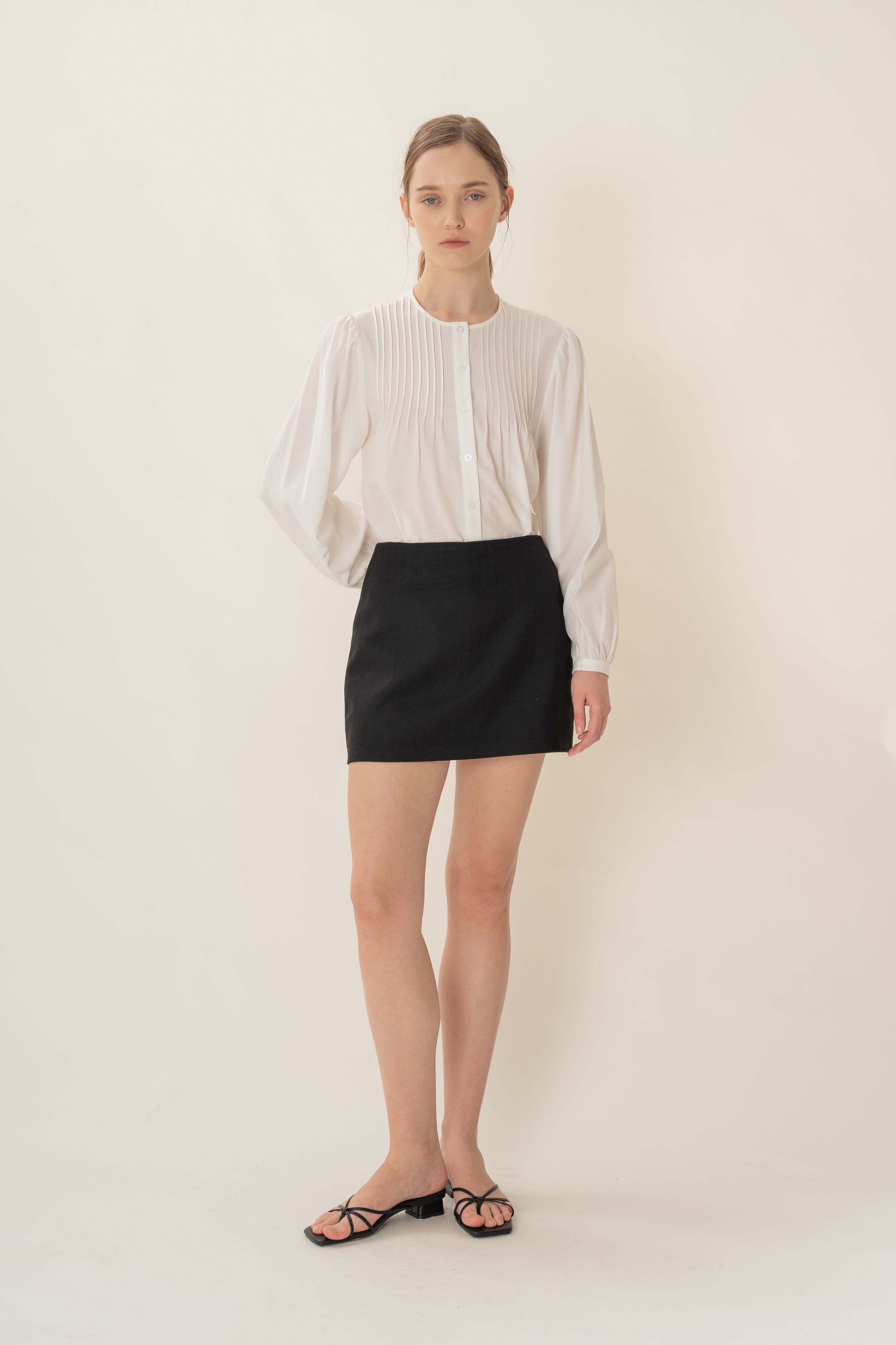 Pintuck Blouse in White