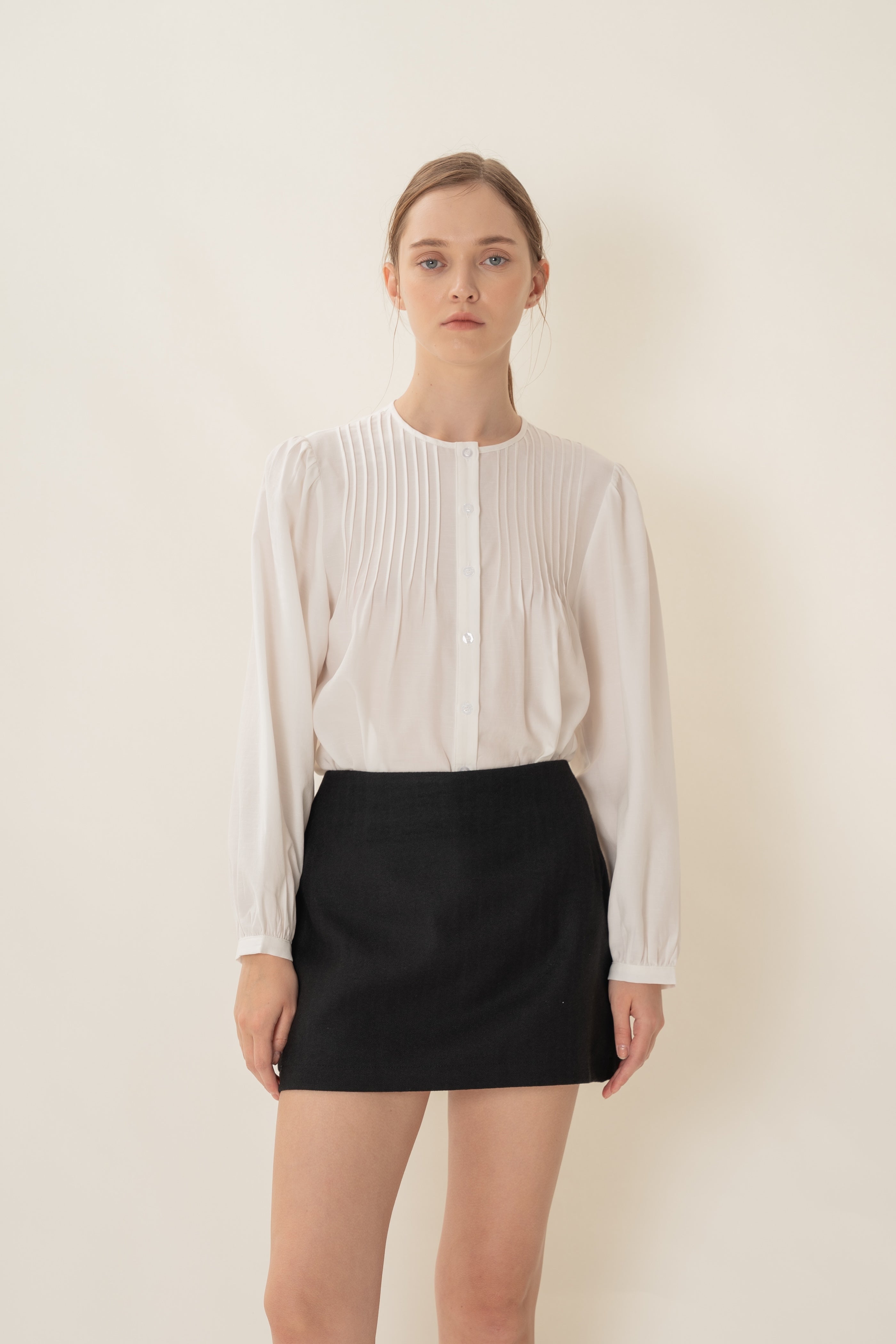 Pintuck Blouse in White