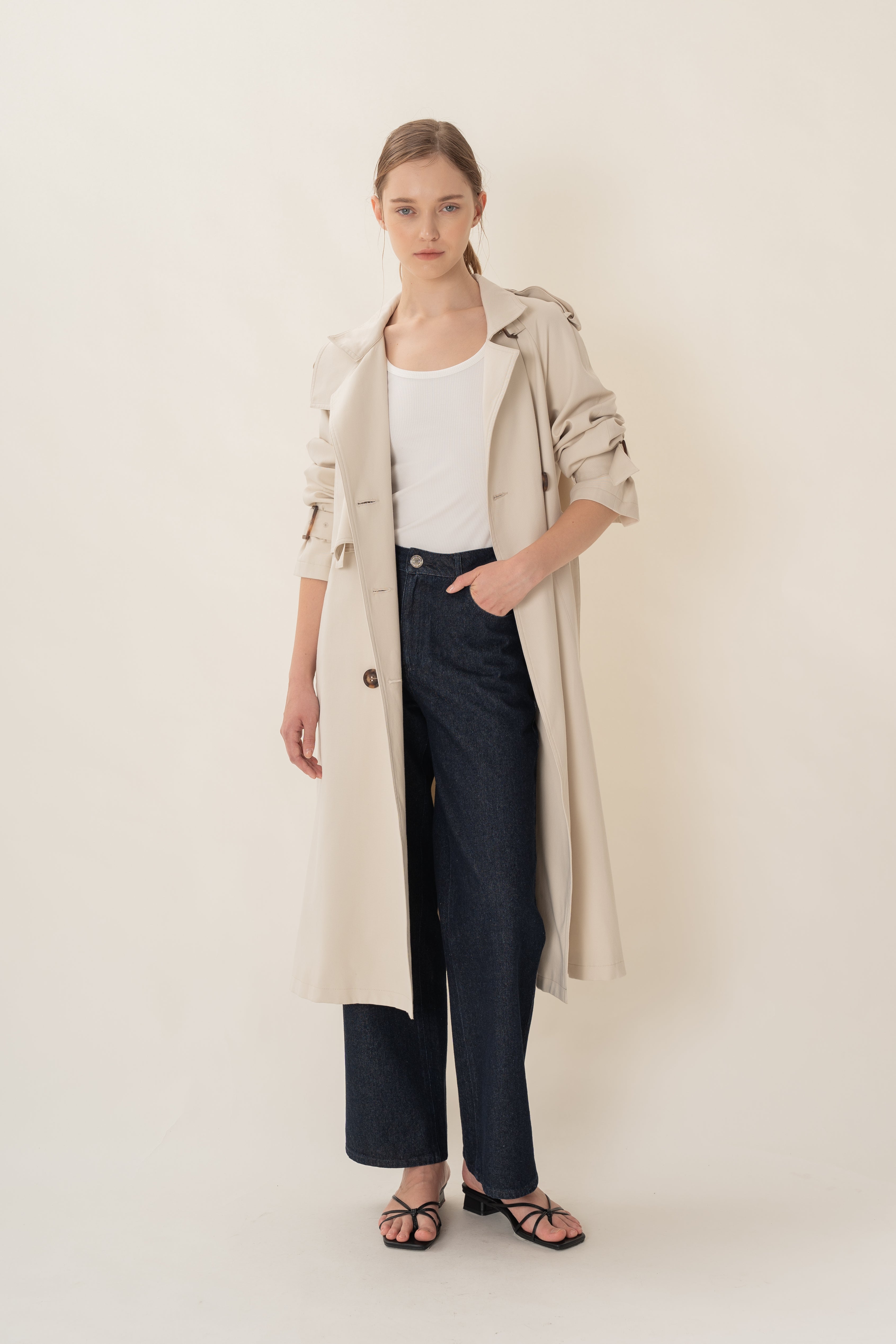 Long Trench Coat in Natural
