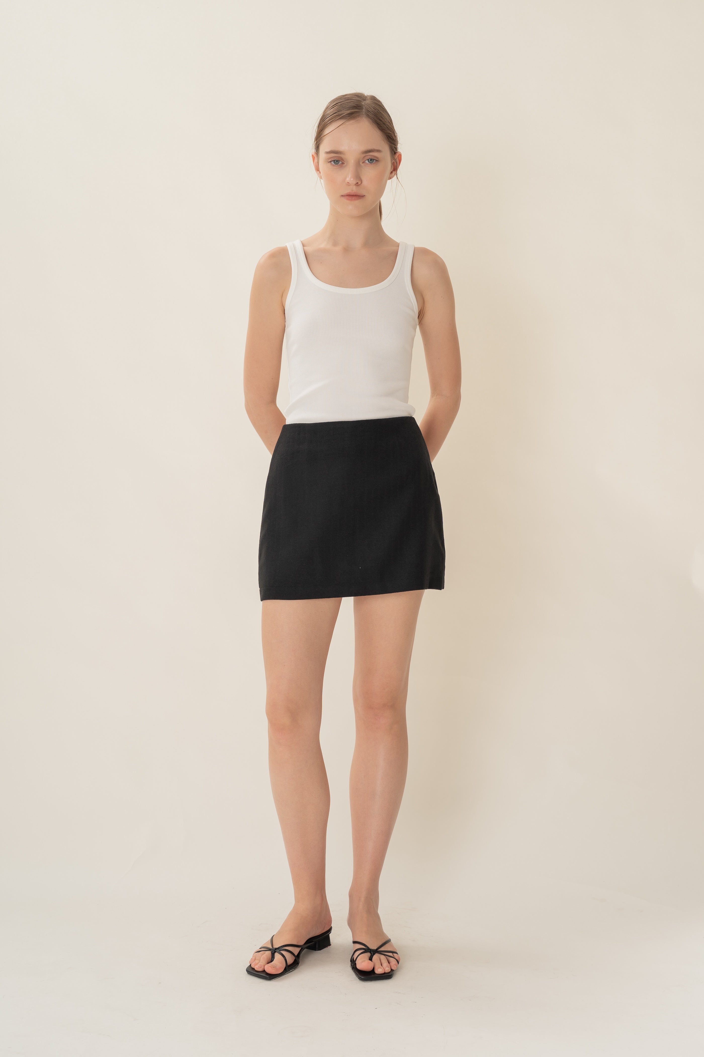 Textured Skort in Black