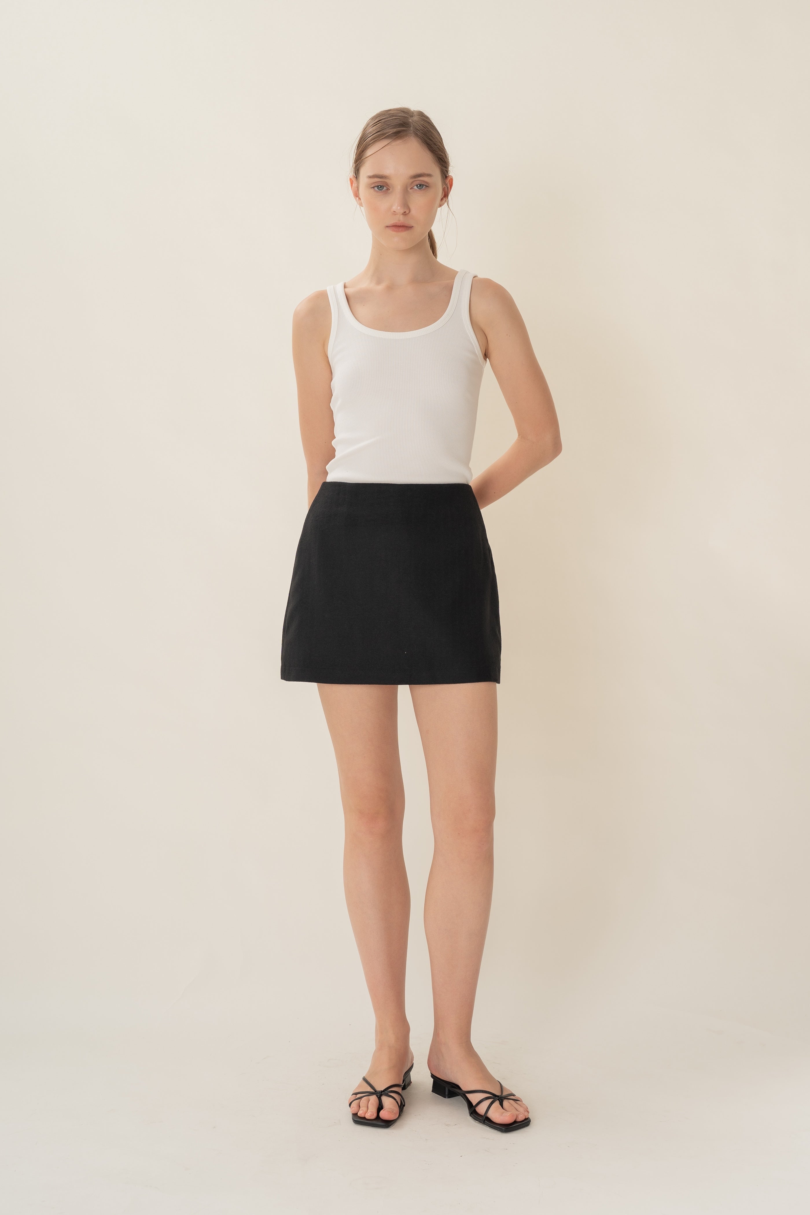Textured Skort in Black