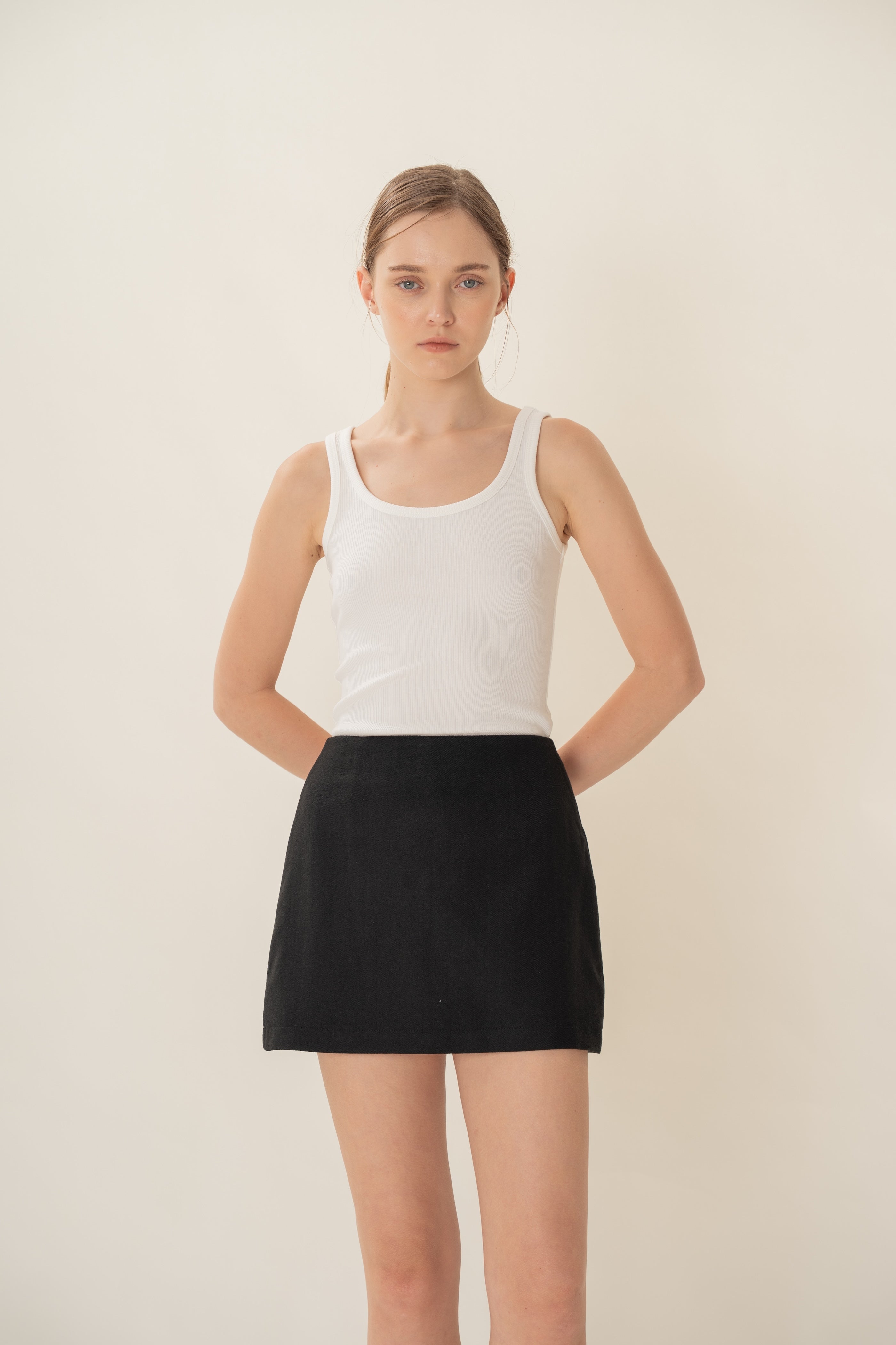 Textured Skort in Black