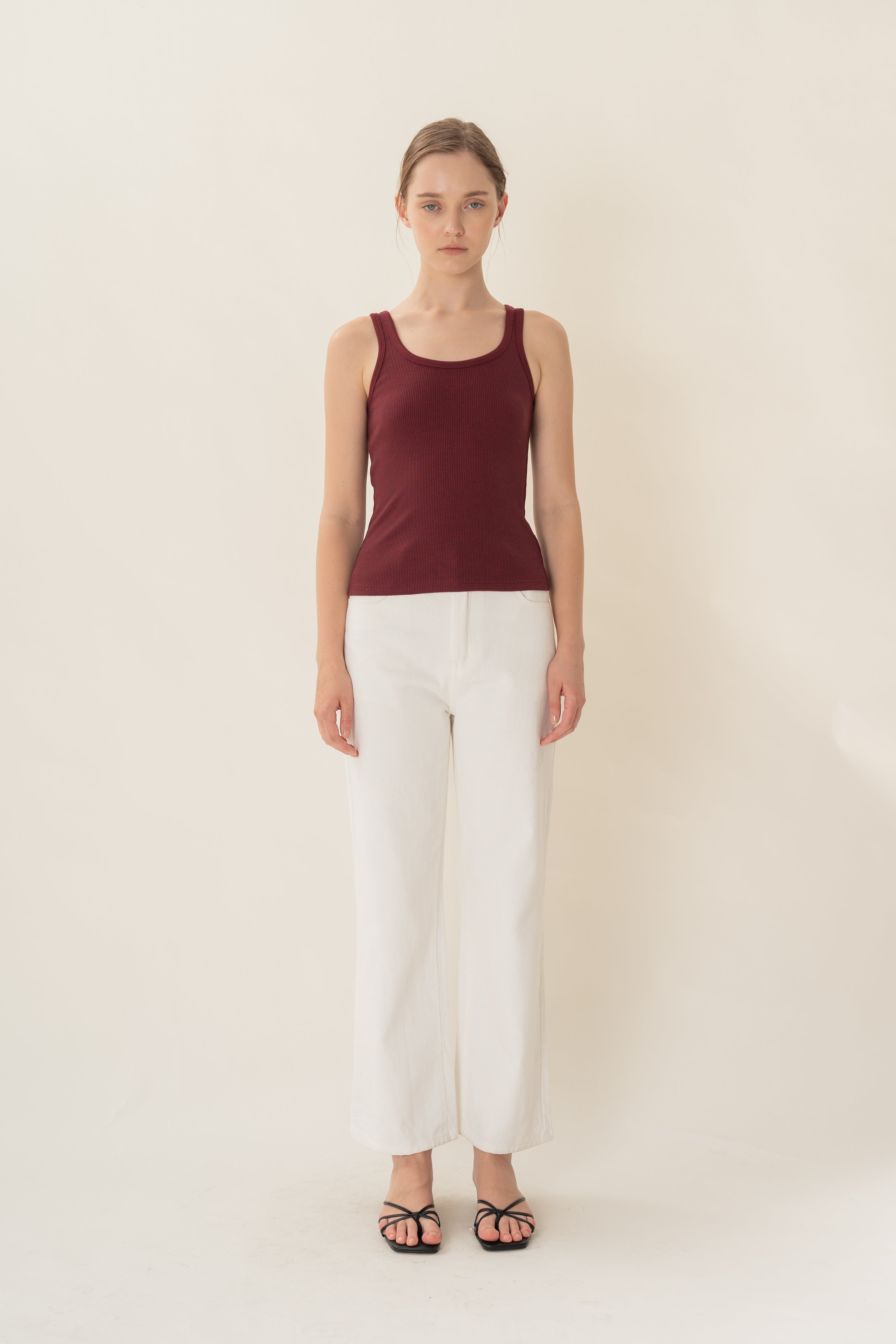 Scoop Neck Tank Top in Merlot