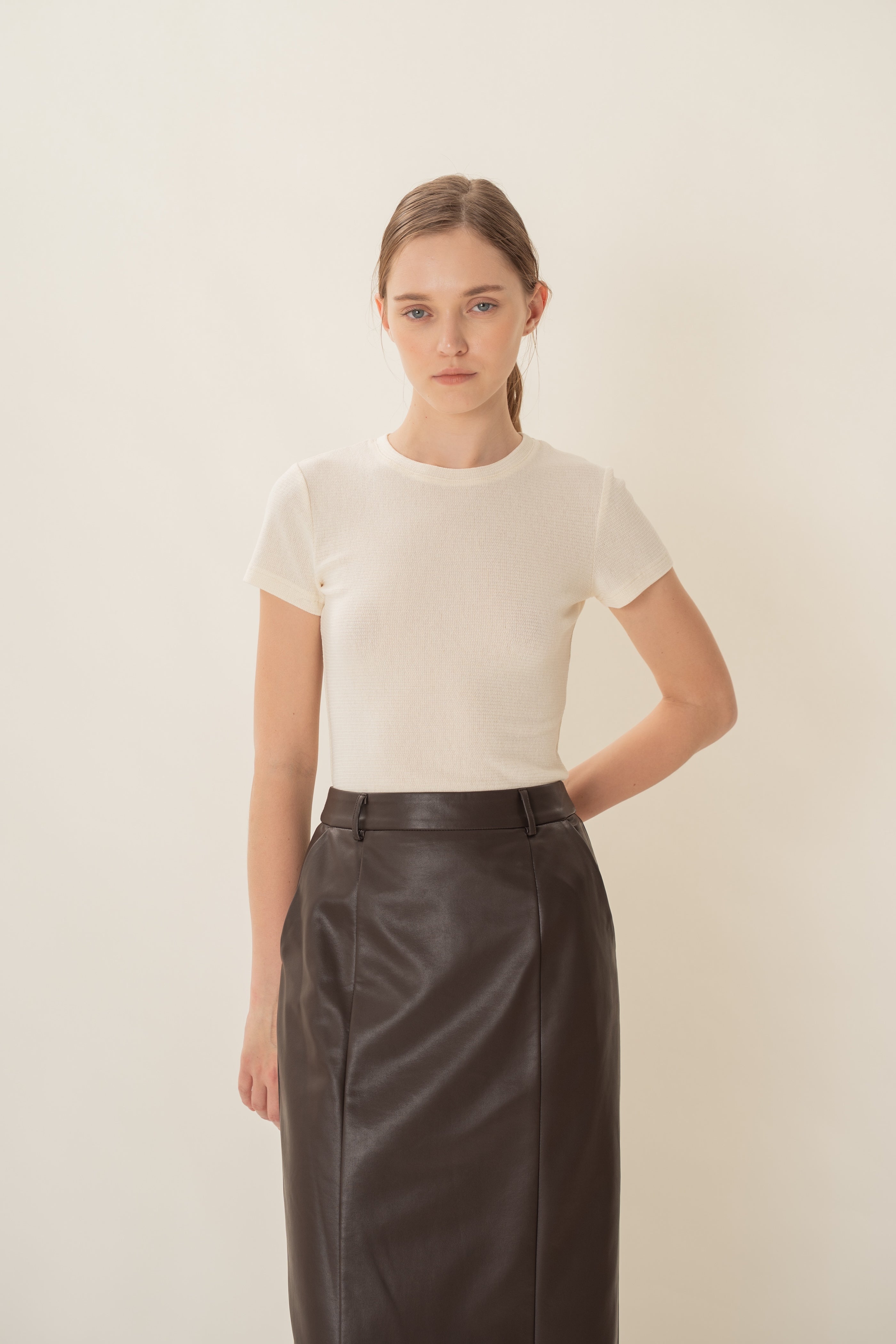 Textured Tee in Pale Yellow