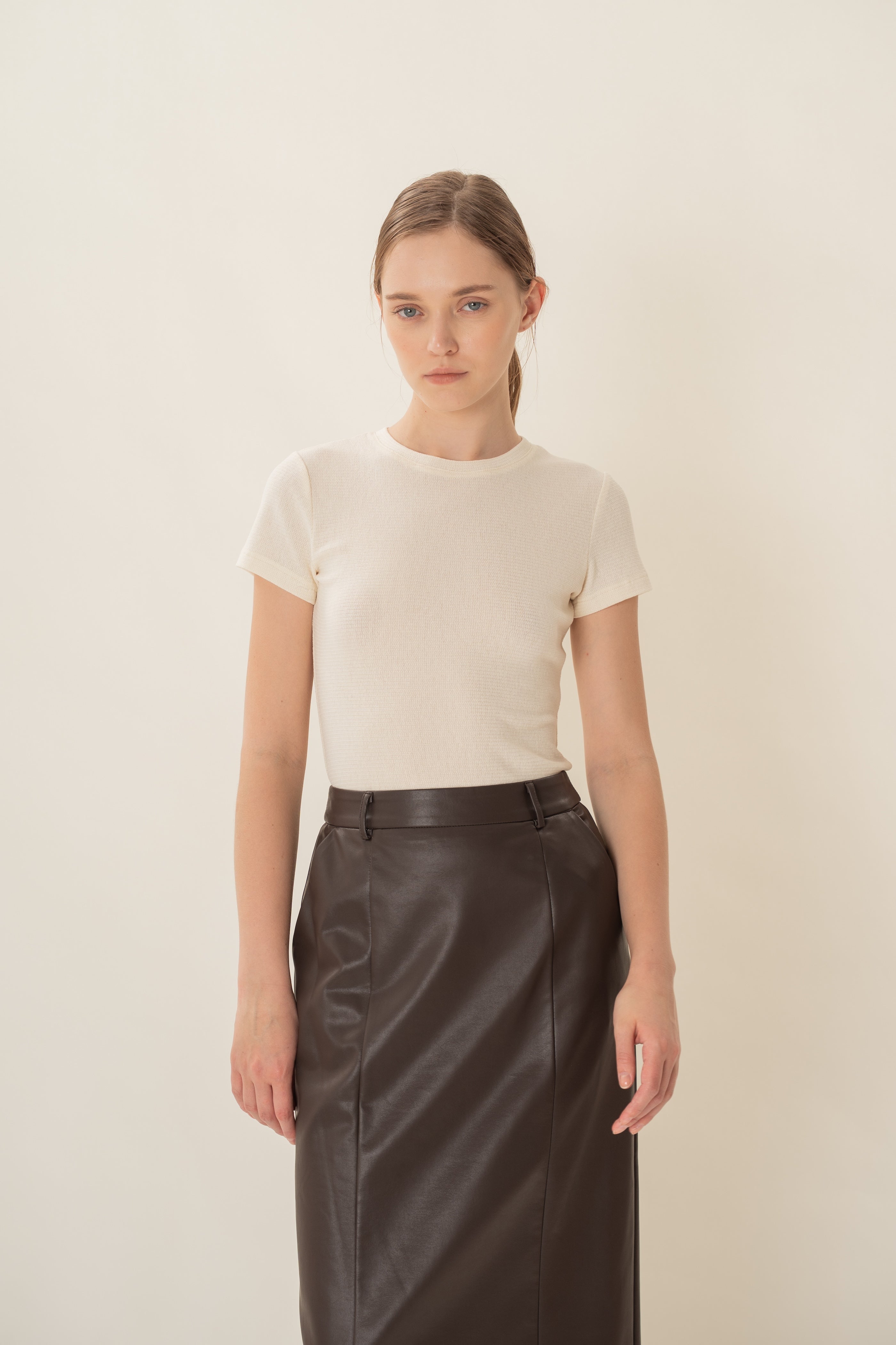 Textured Tee in Pale Yellow