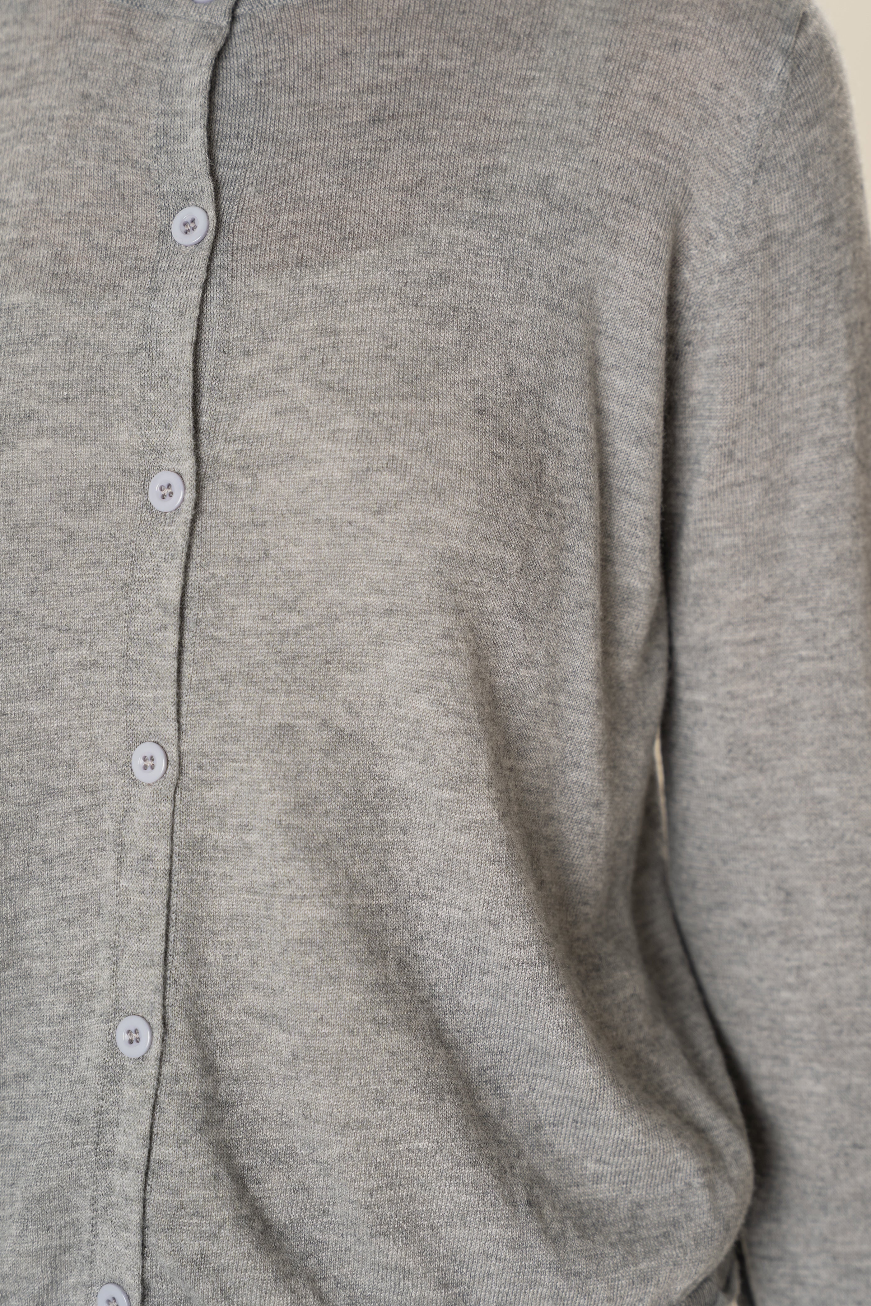 Soft Fold Fine Knit Cardigan in Heather Grey
