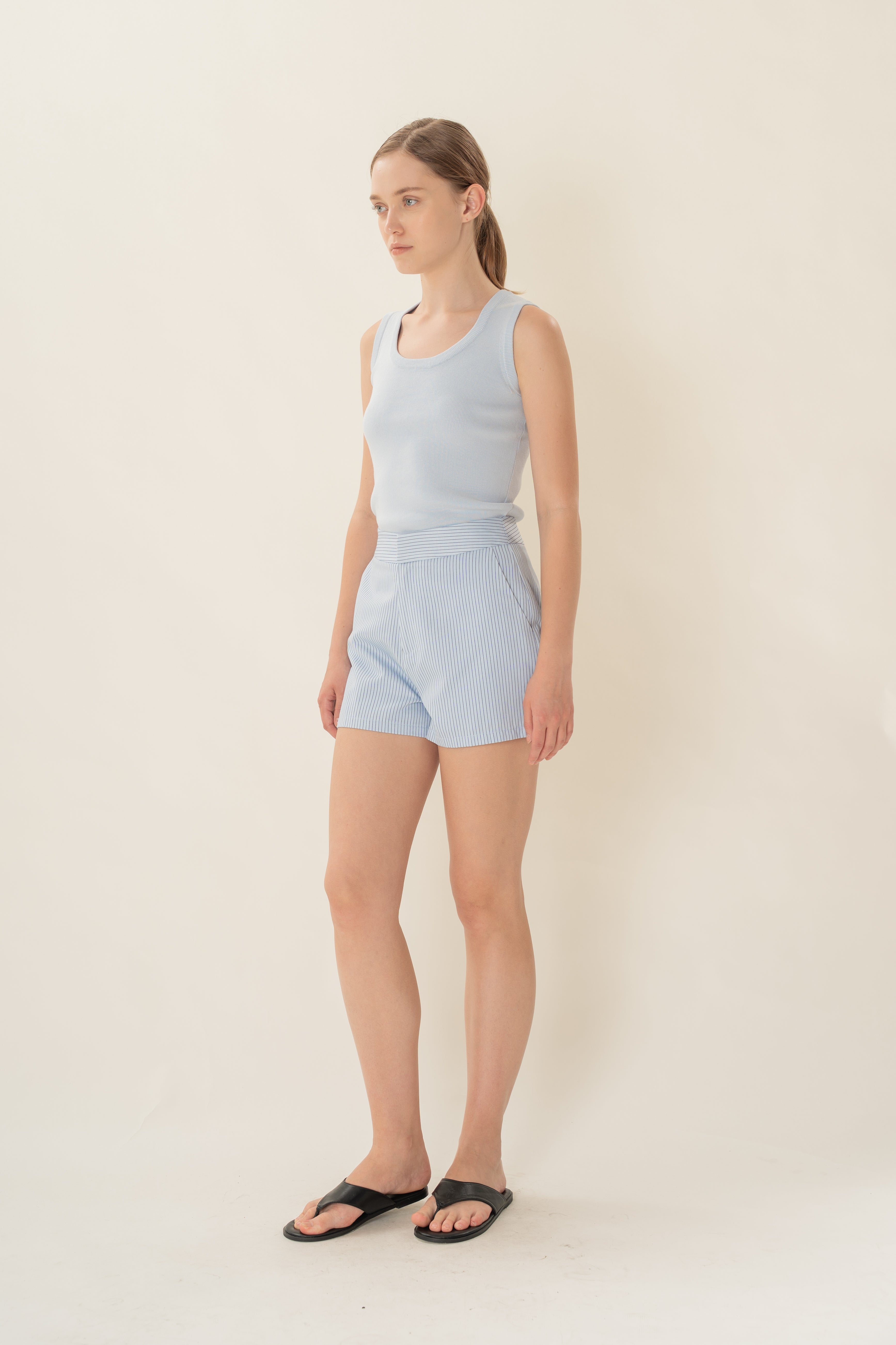 Classic Box Shorts in Light Blue Stripes