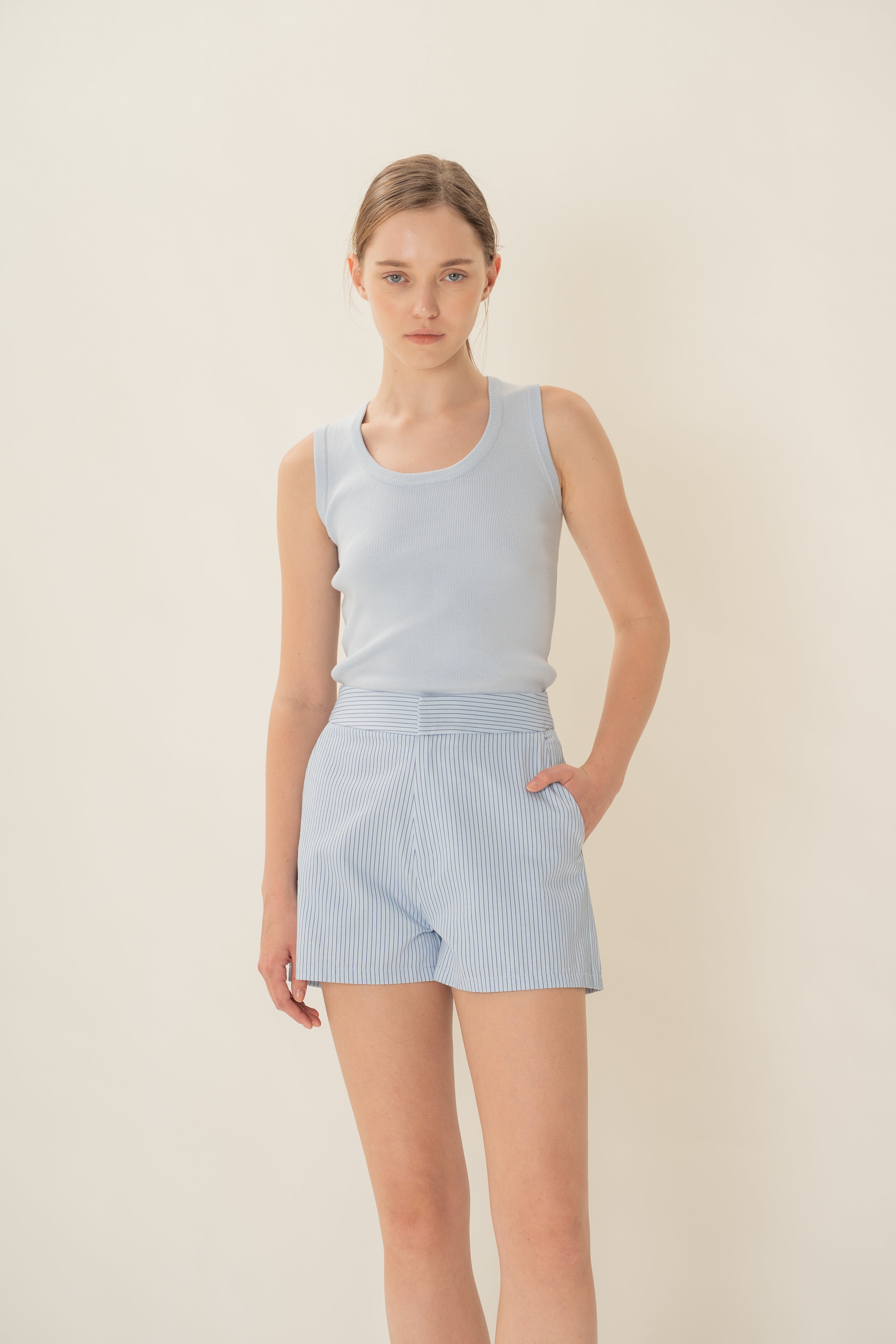 Classic Box Shorts in Light Blue Stripes