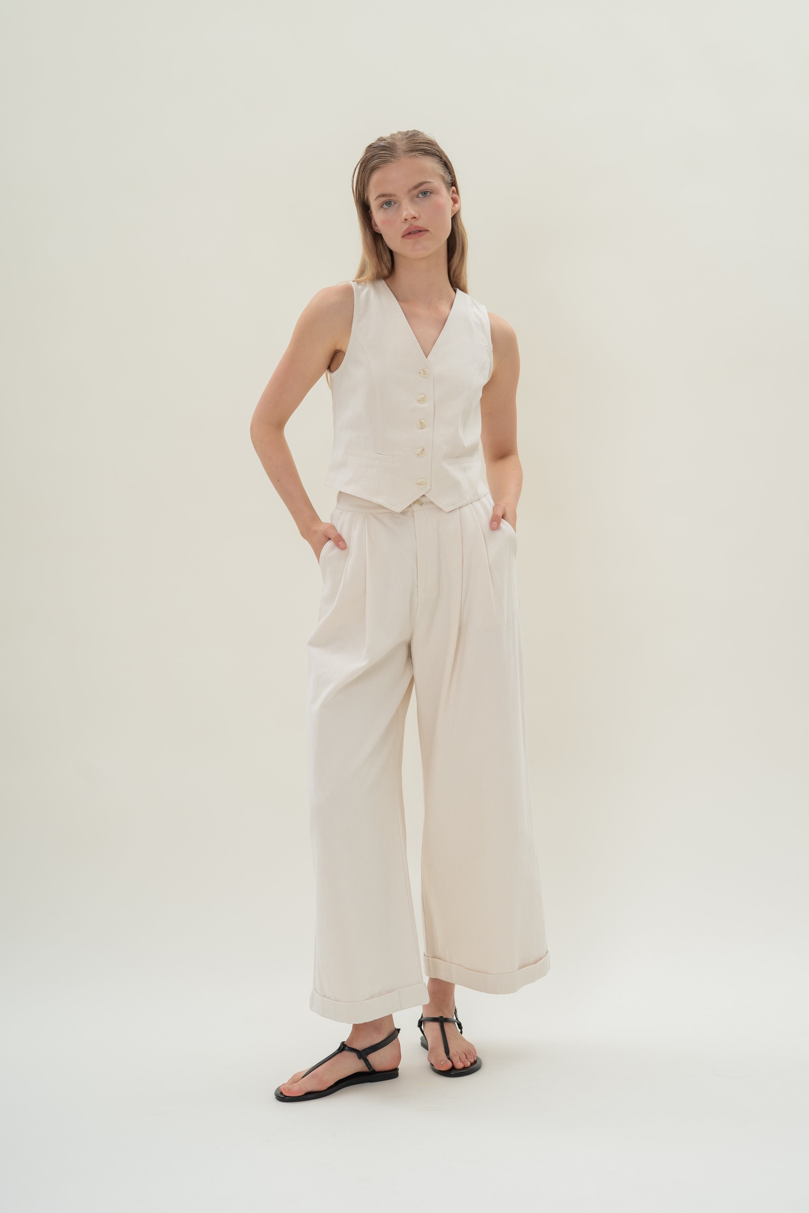 Denim Waistcoat in Natural