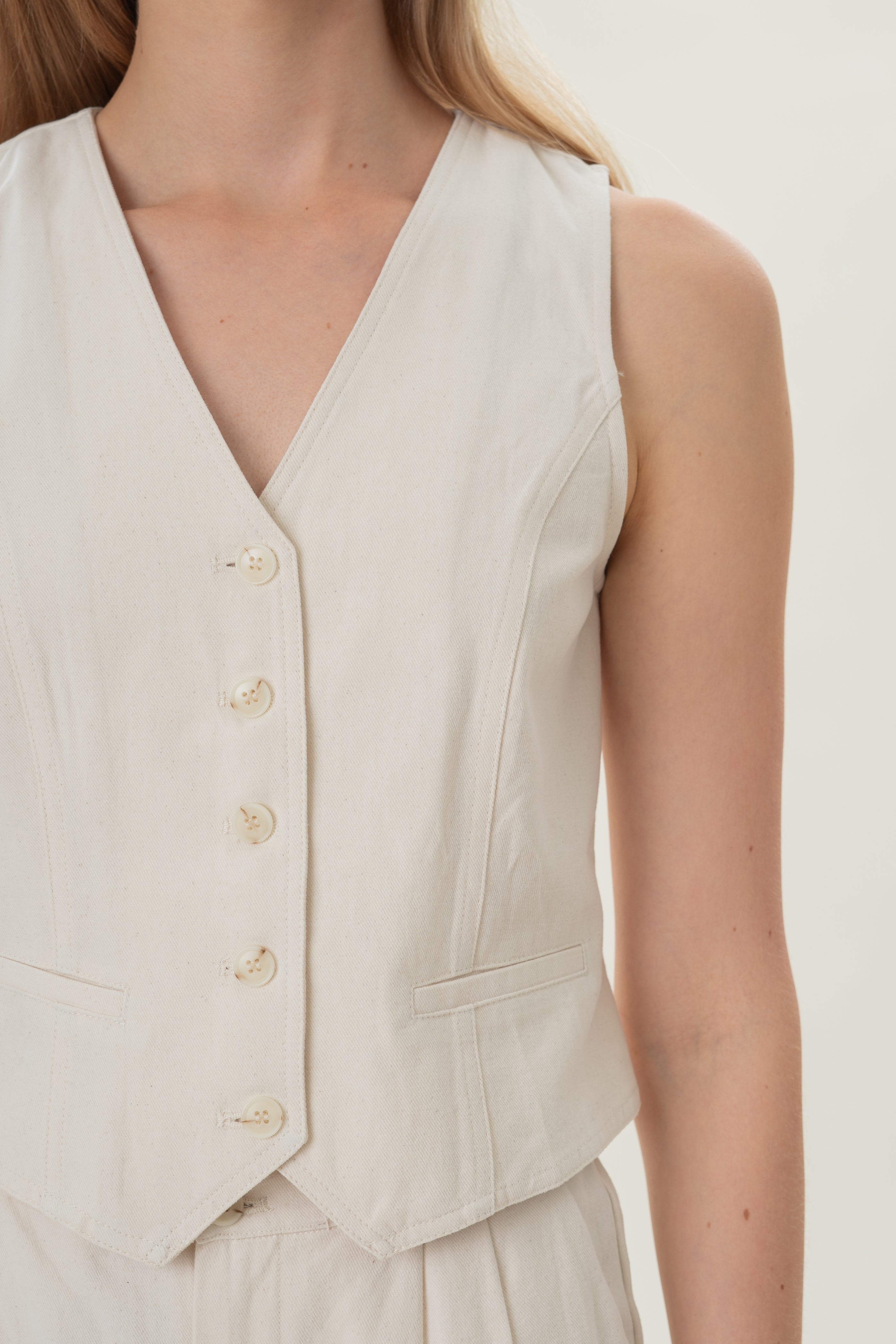 Denim Waistcoat in Natural