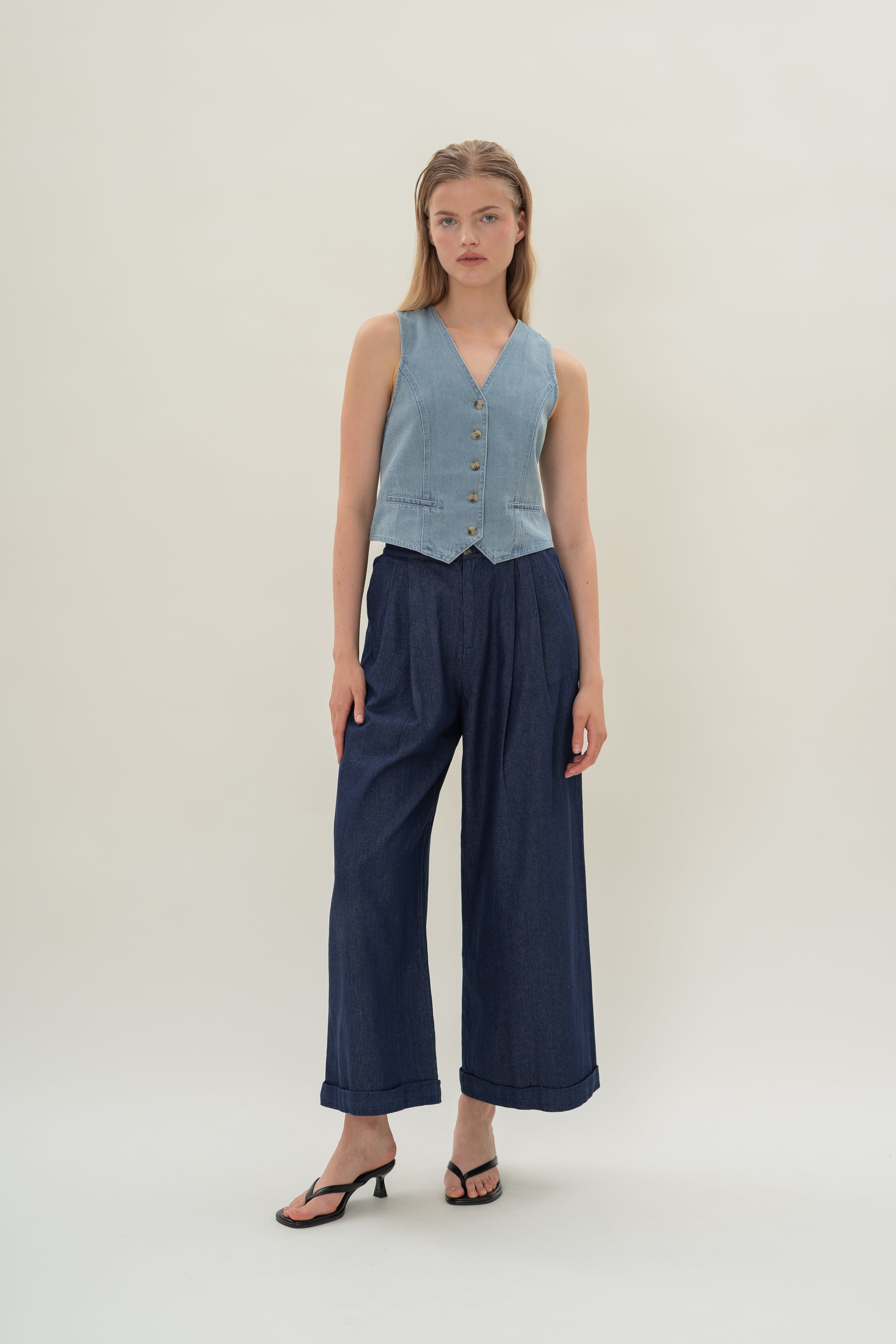 Denim Waistcoat in Light Wash