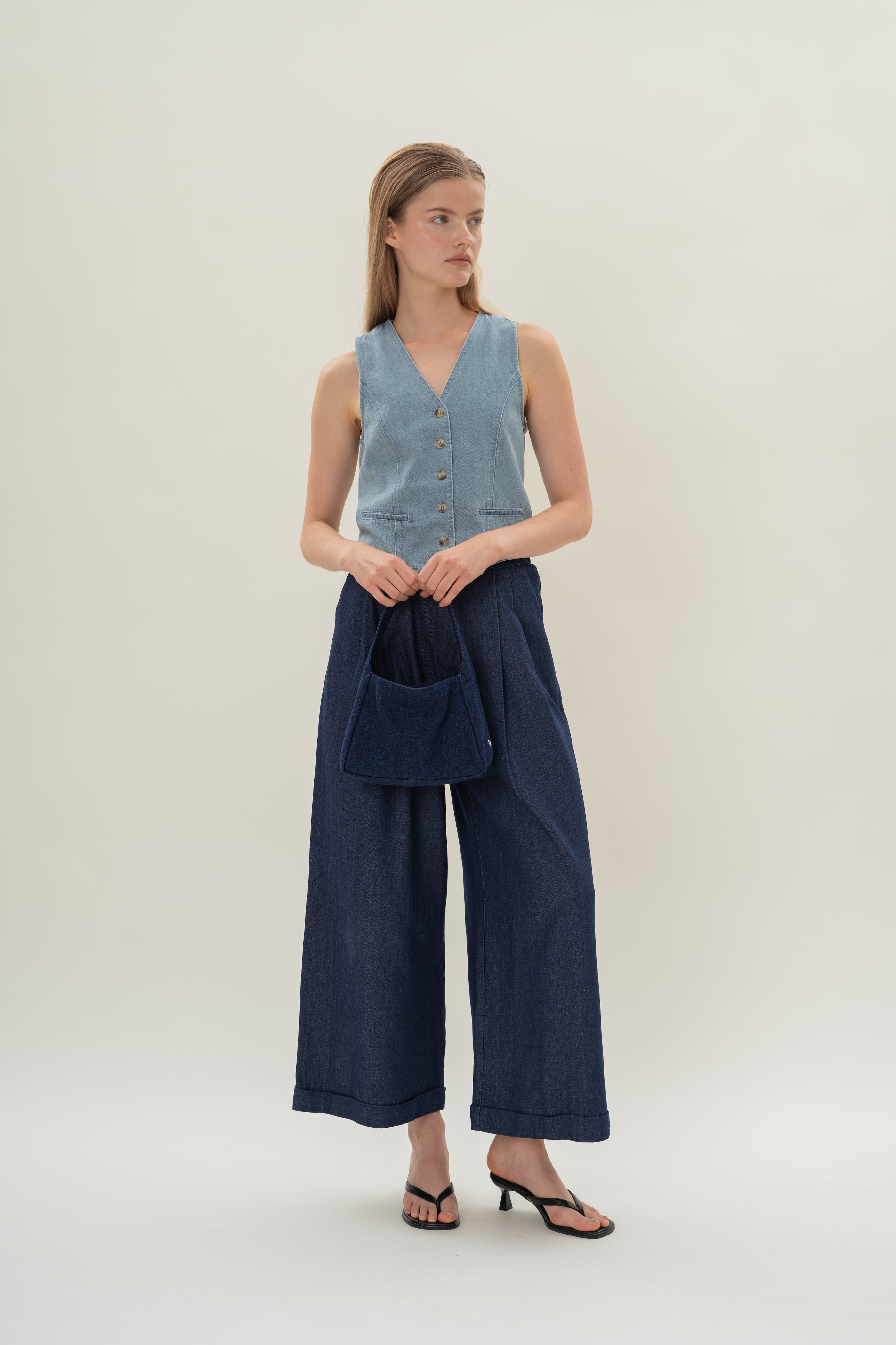 Denim Waistcoat in Light Wash