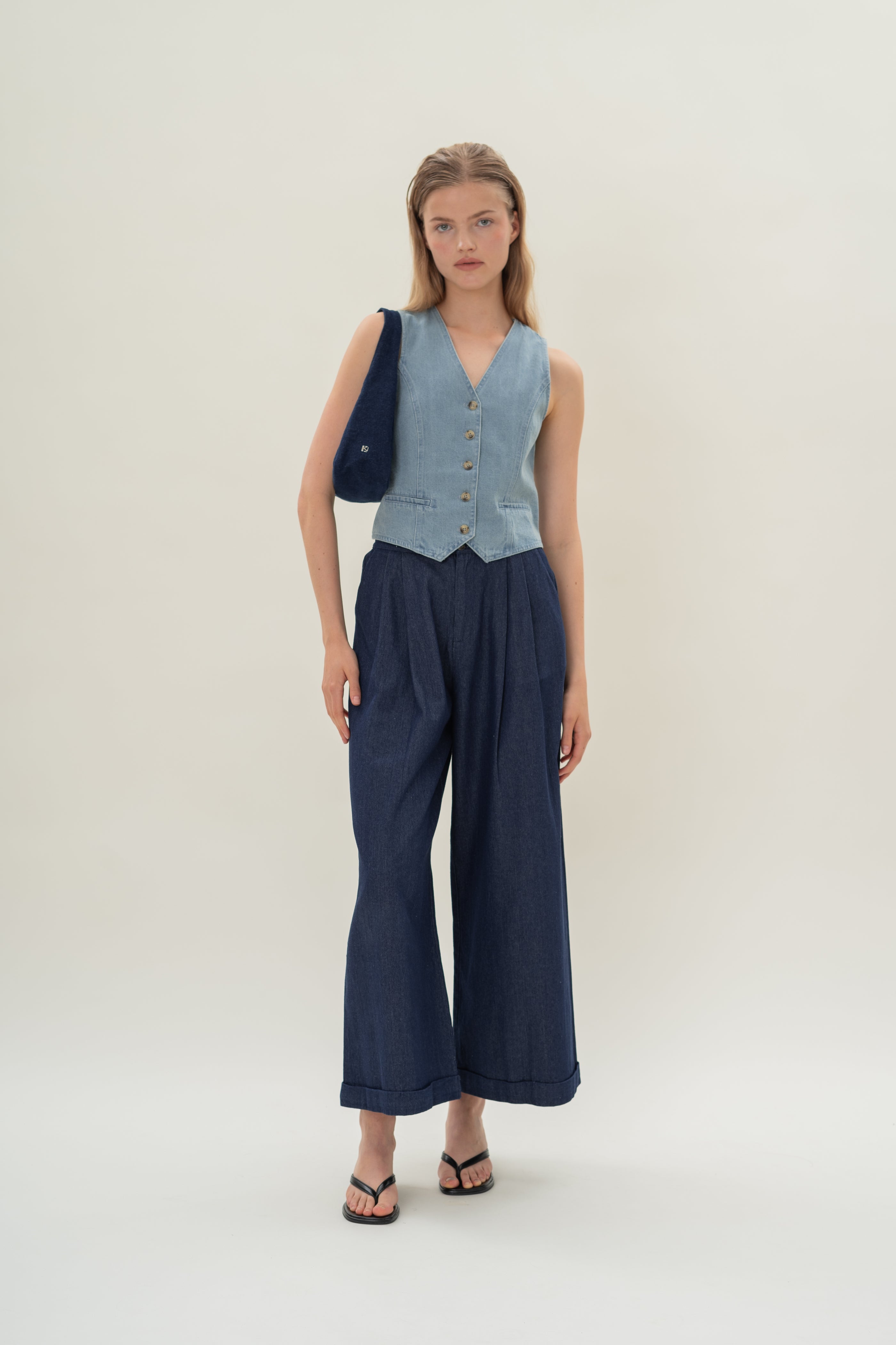 Denim Waistcoat in Light Wash