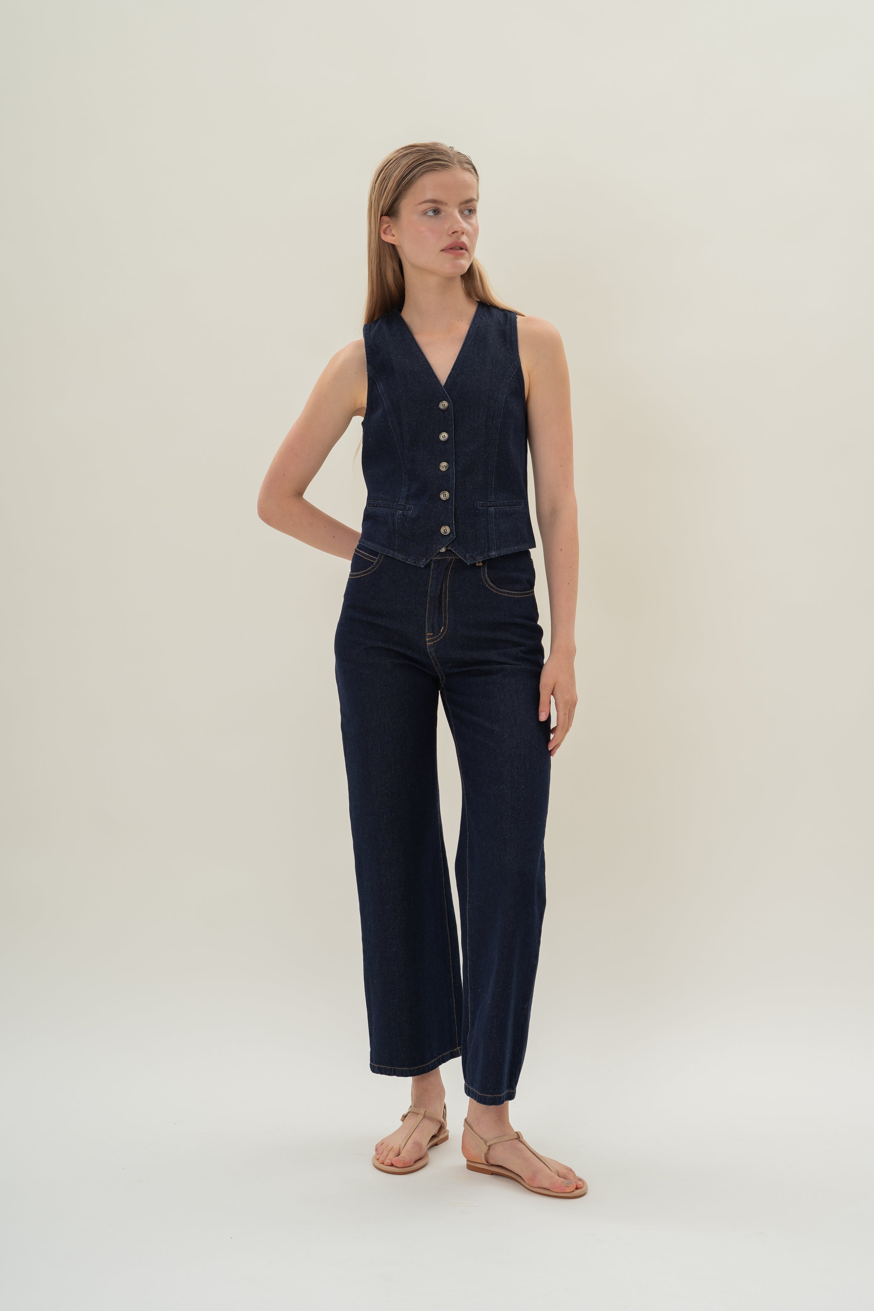 Denim Waistcoat in Dark Wash