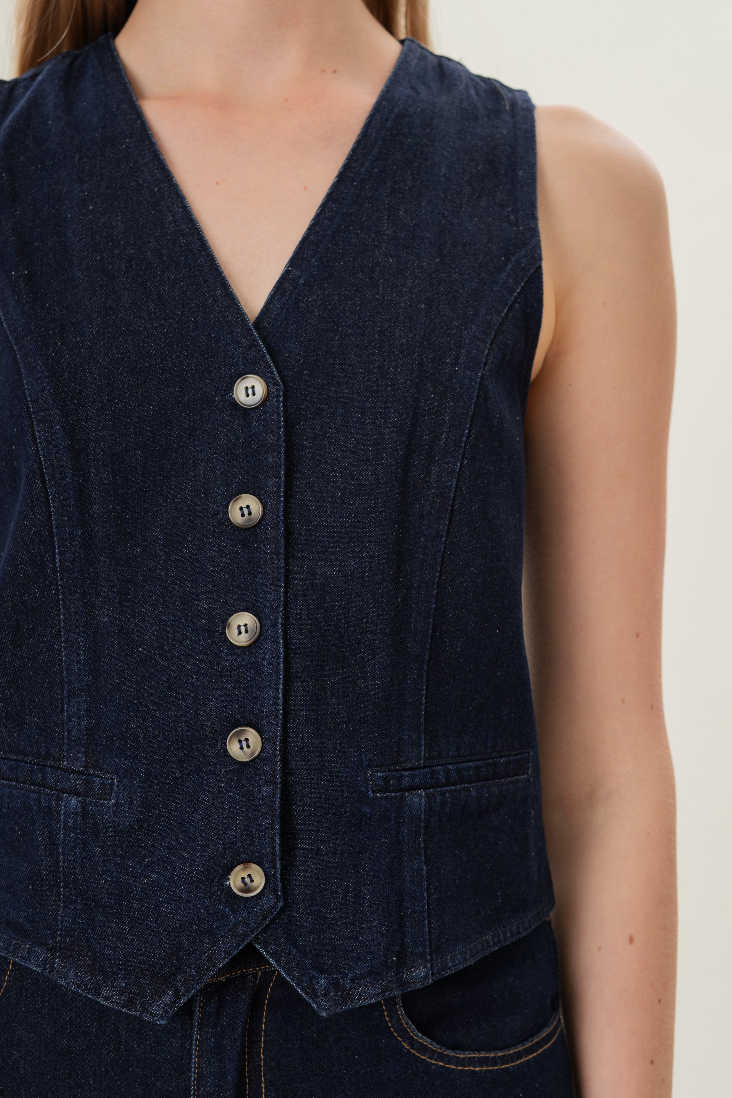 Denim Waistcoat in Dark Wash