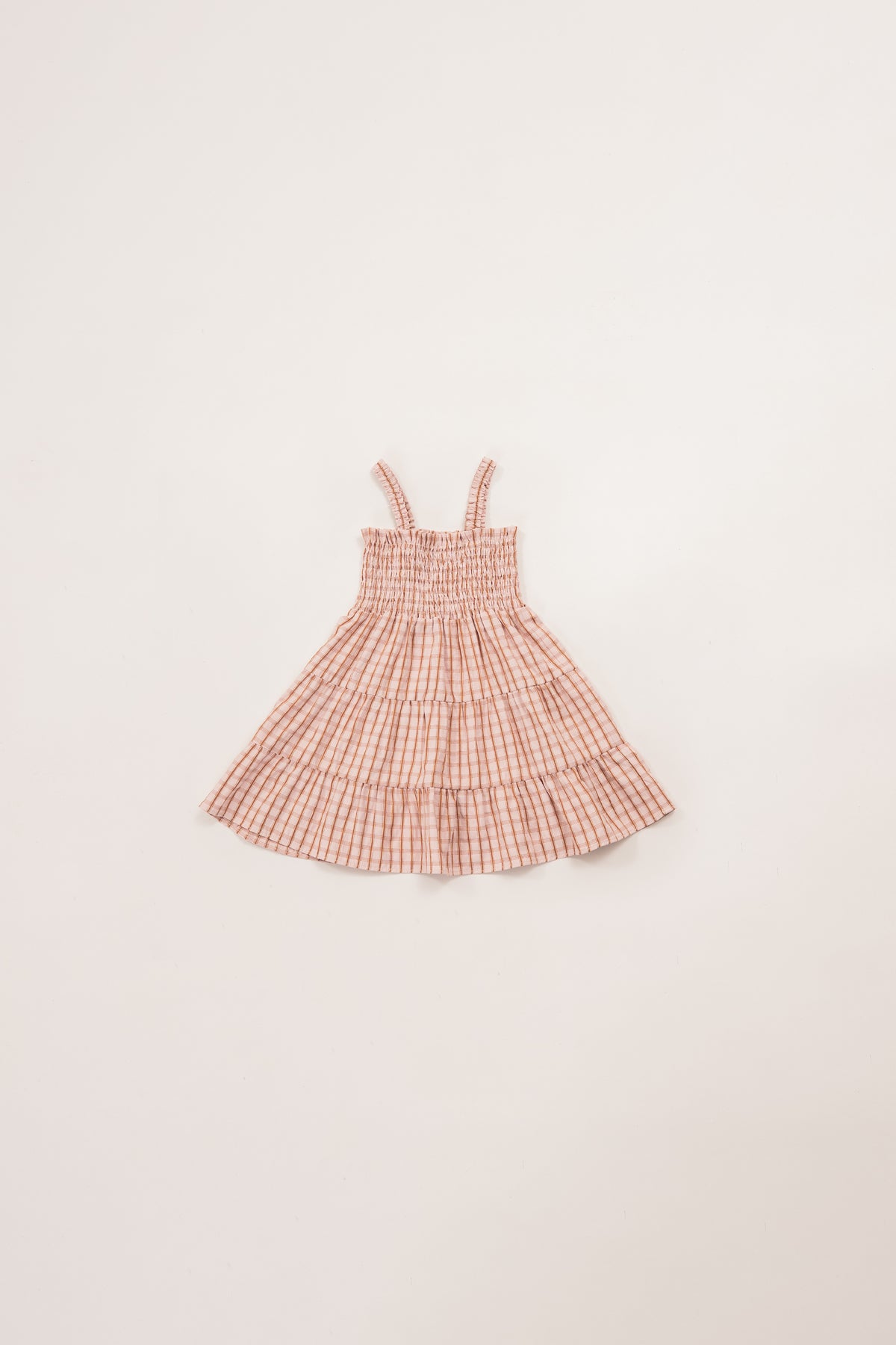Mini Tiered Smocked Dress in Rosewood Gingham