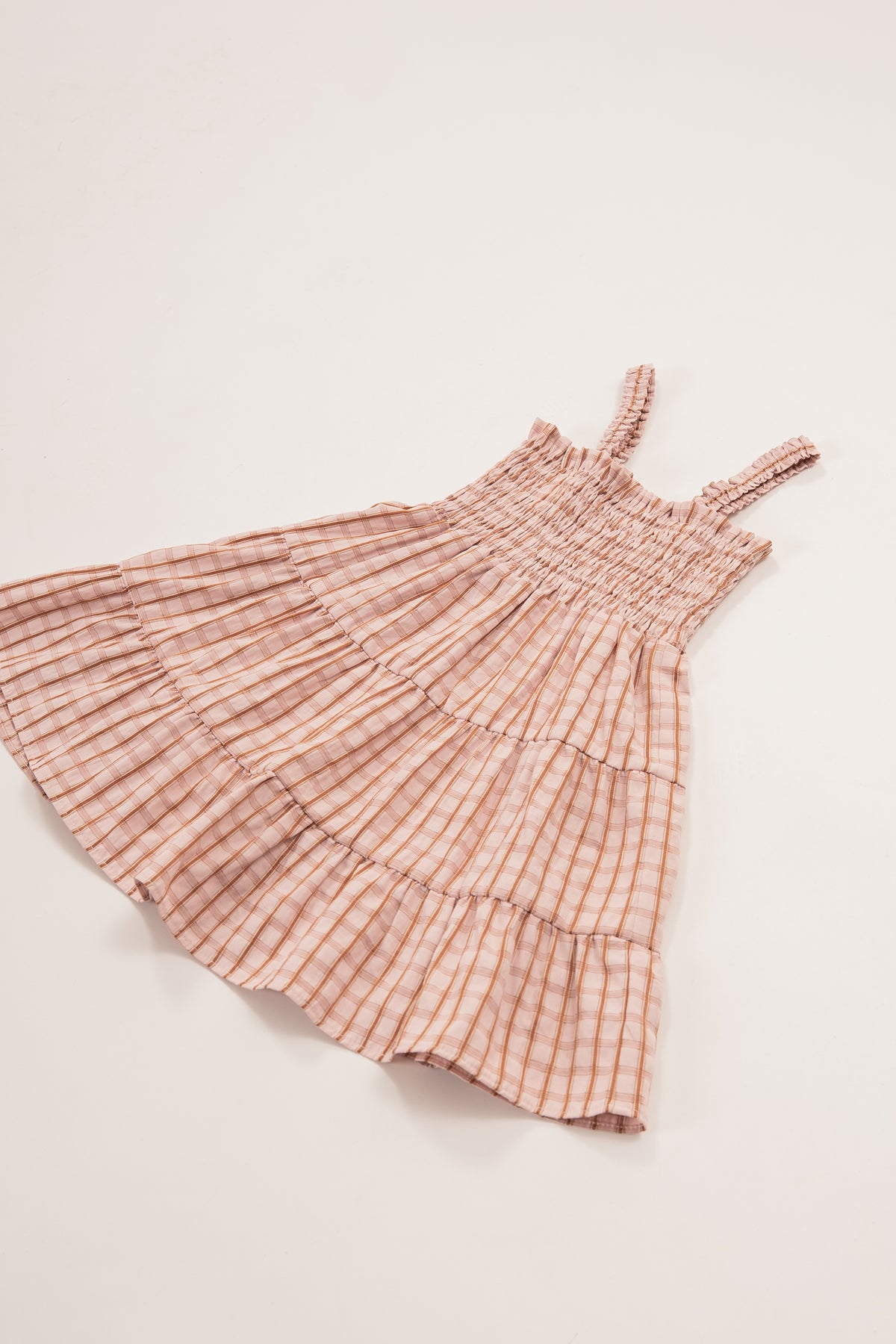 Mini Tiered Smocked Dress in Rosewood Gingham