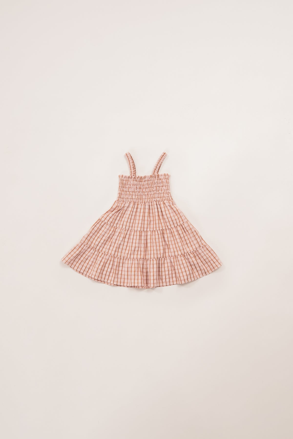 Mini Tiered Smocked Dress in Rosewood Gingham