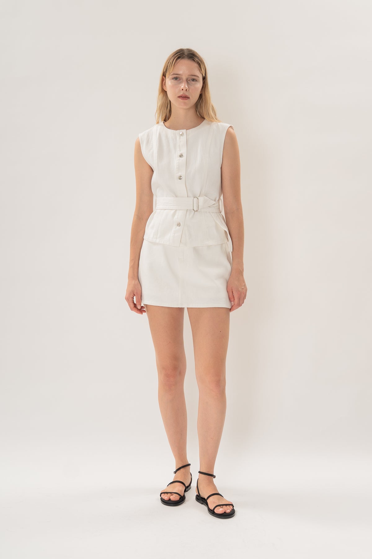 Classic Denim Skort in White