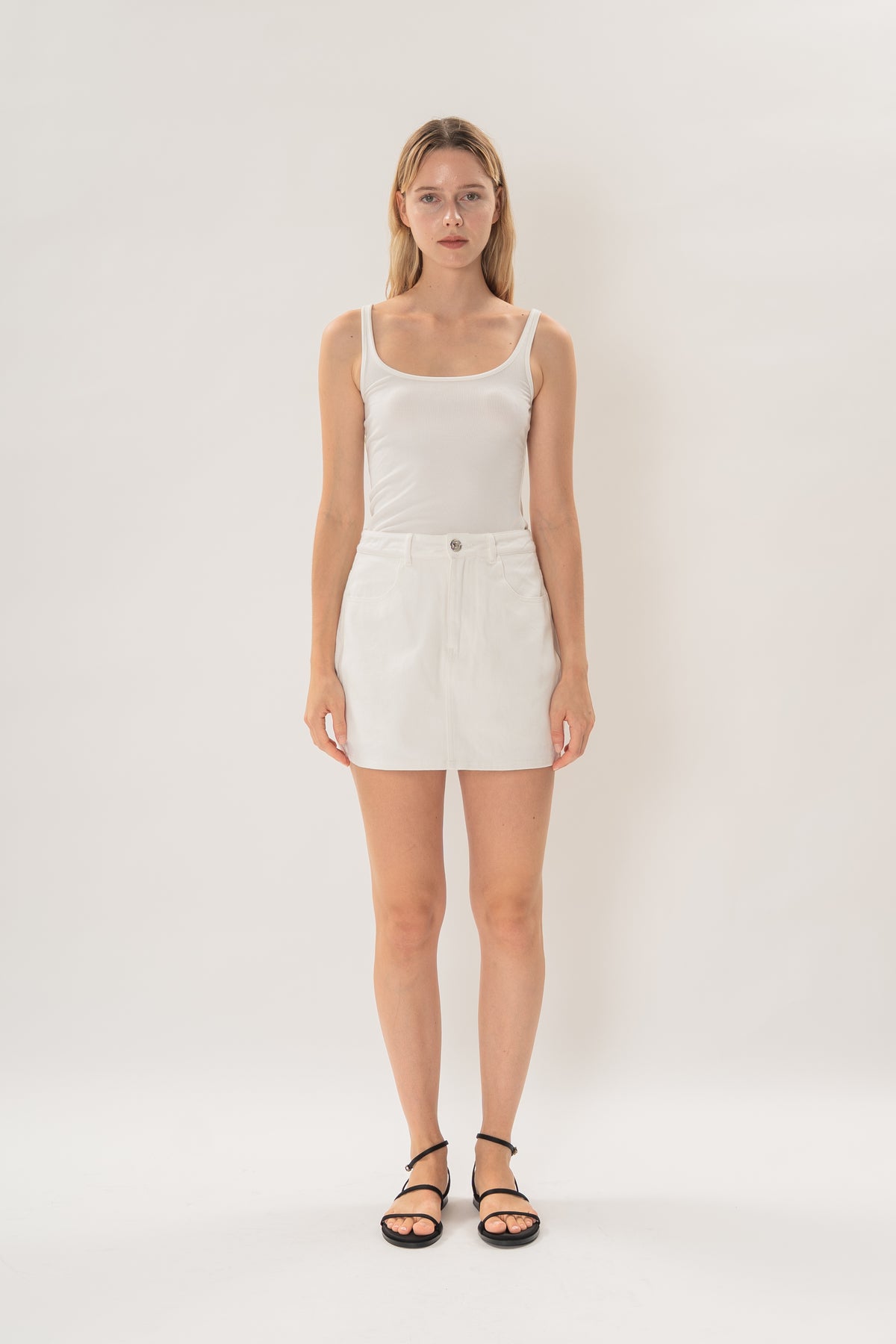 Classic Denim Skort in White