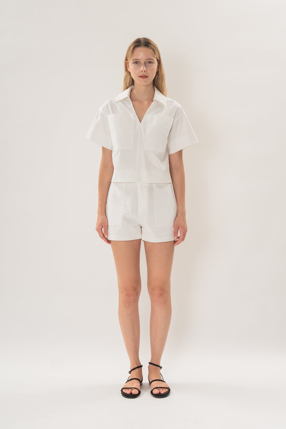 Collared Boxy Denim Shirt in White