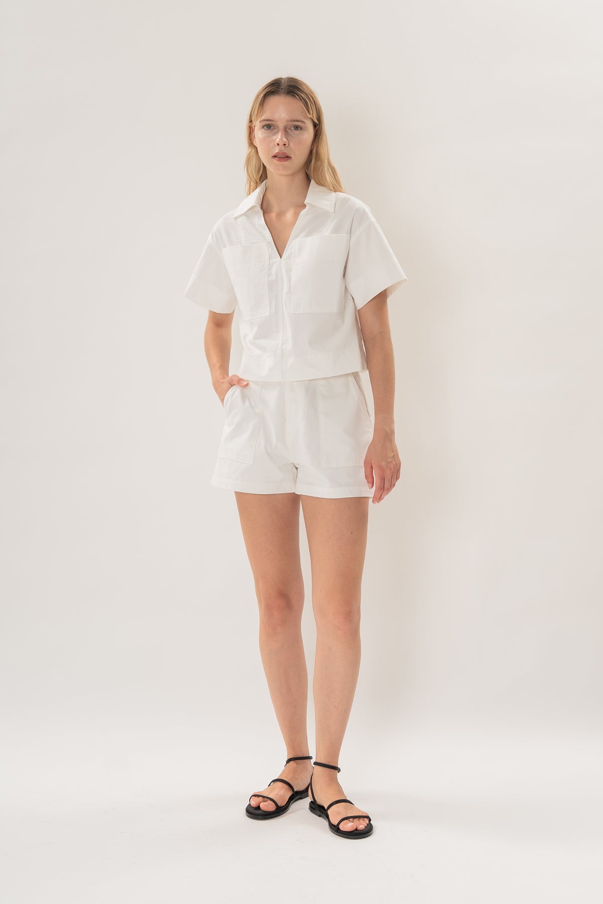 Collared Boxy Denim Shirt in White